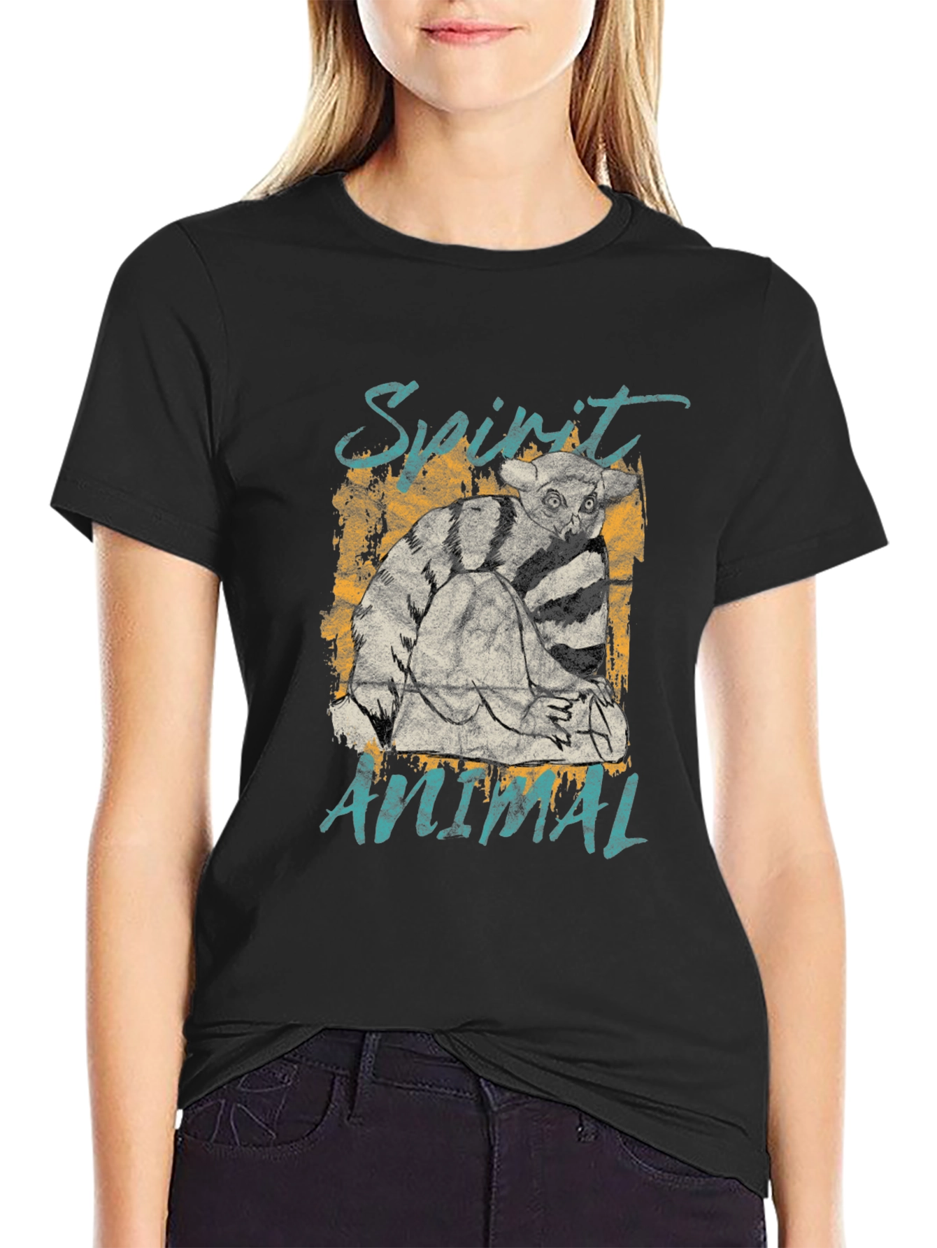 Spirit Animal Lemur Graphic Print T-Shirt