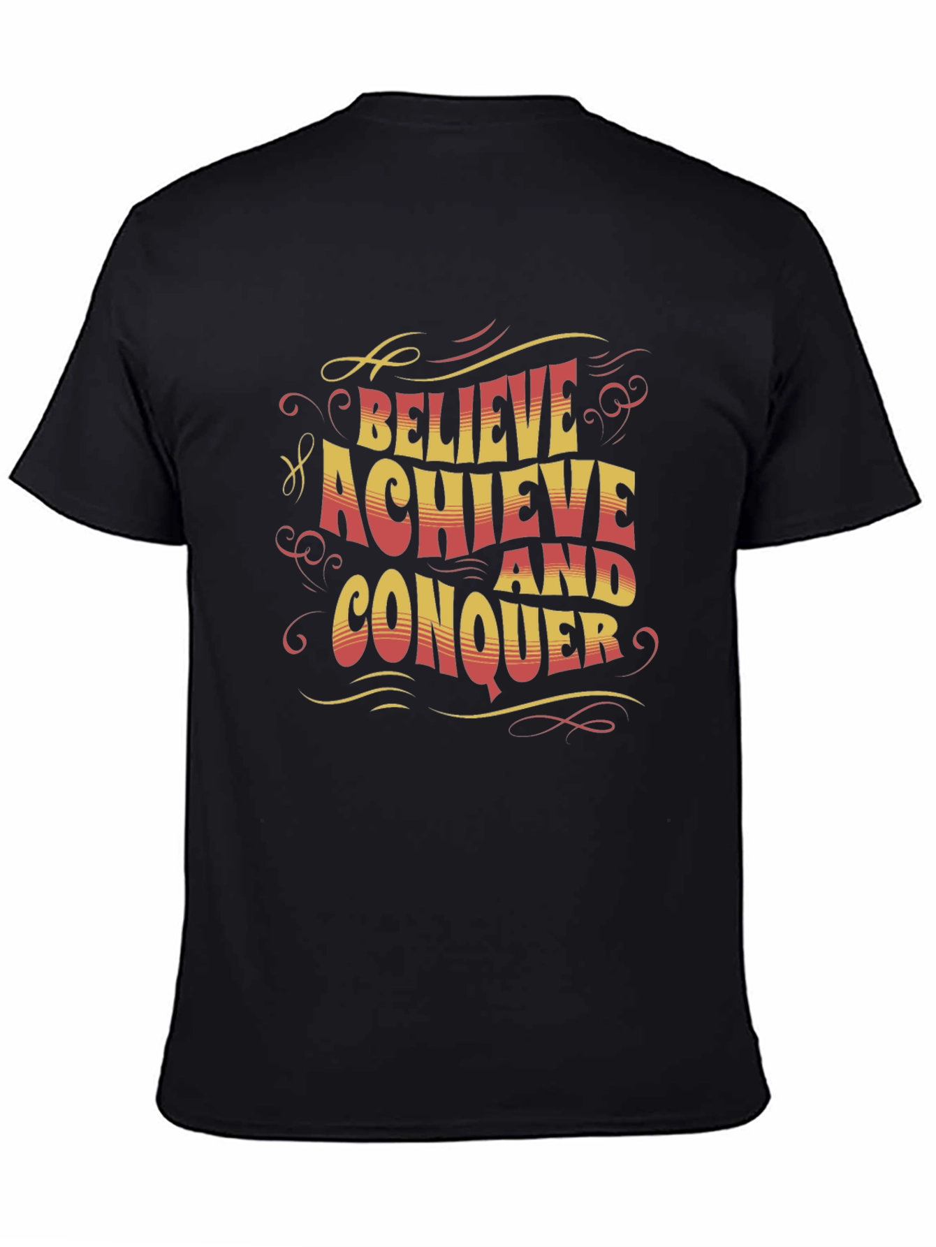 Believe Achieve Conquer Graphic Tee - Black Cotton T-Shirt
