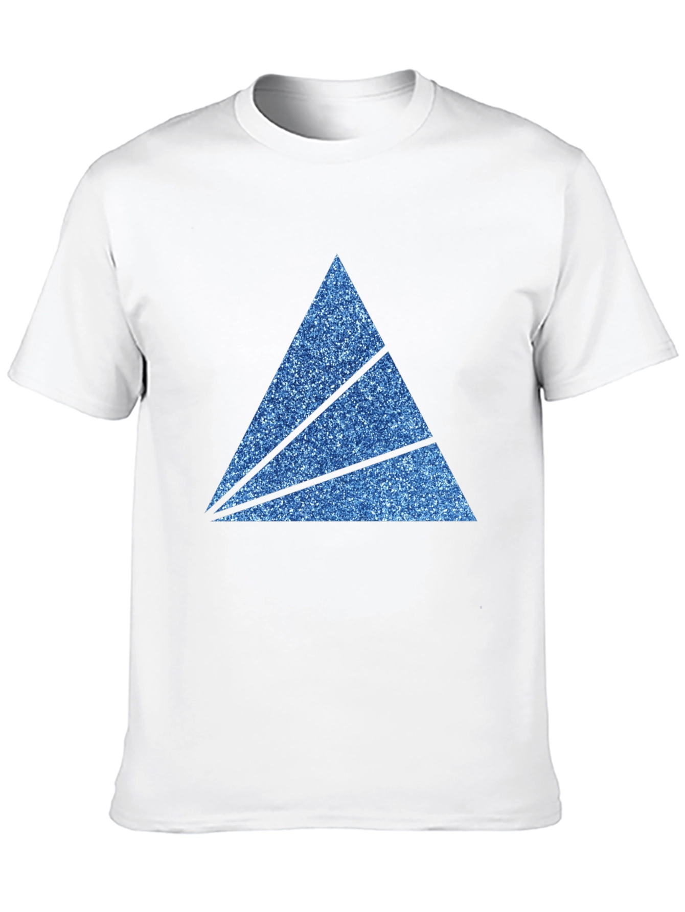 Mens Black T-Shirt with Sparkly Blue Triangle Graphic