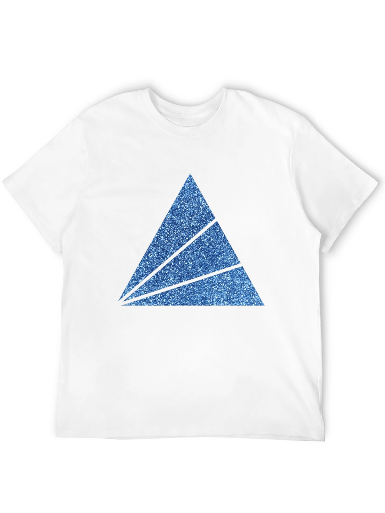 Mens Black T-Shirt with Sparkly Blue Triangle Graphic