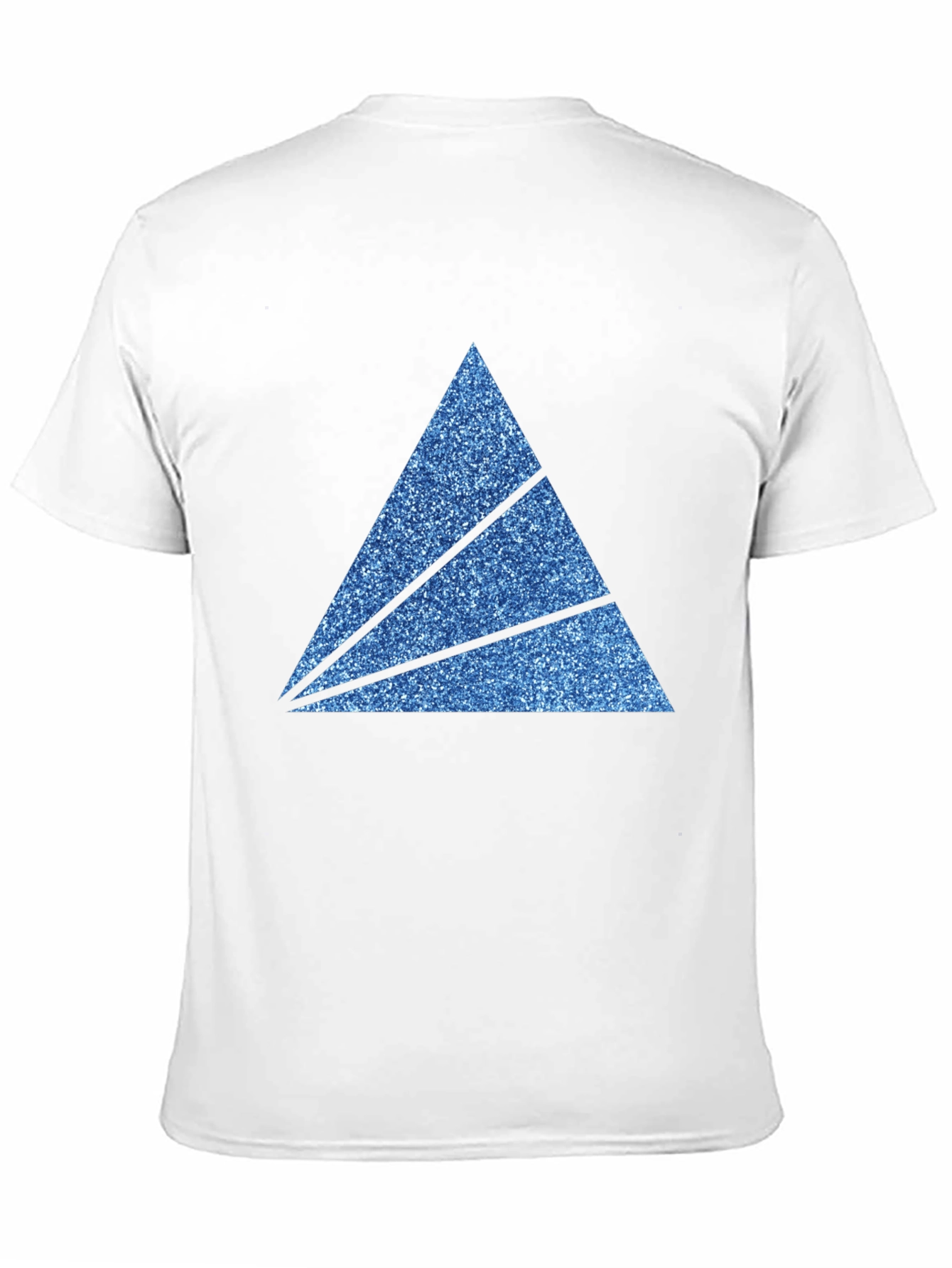 Mens Black T-Shirt with Sparkly Blue Triangle Graphic