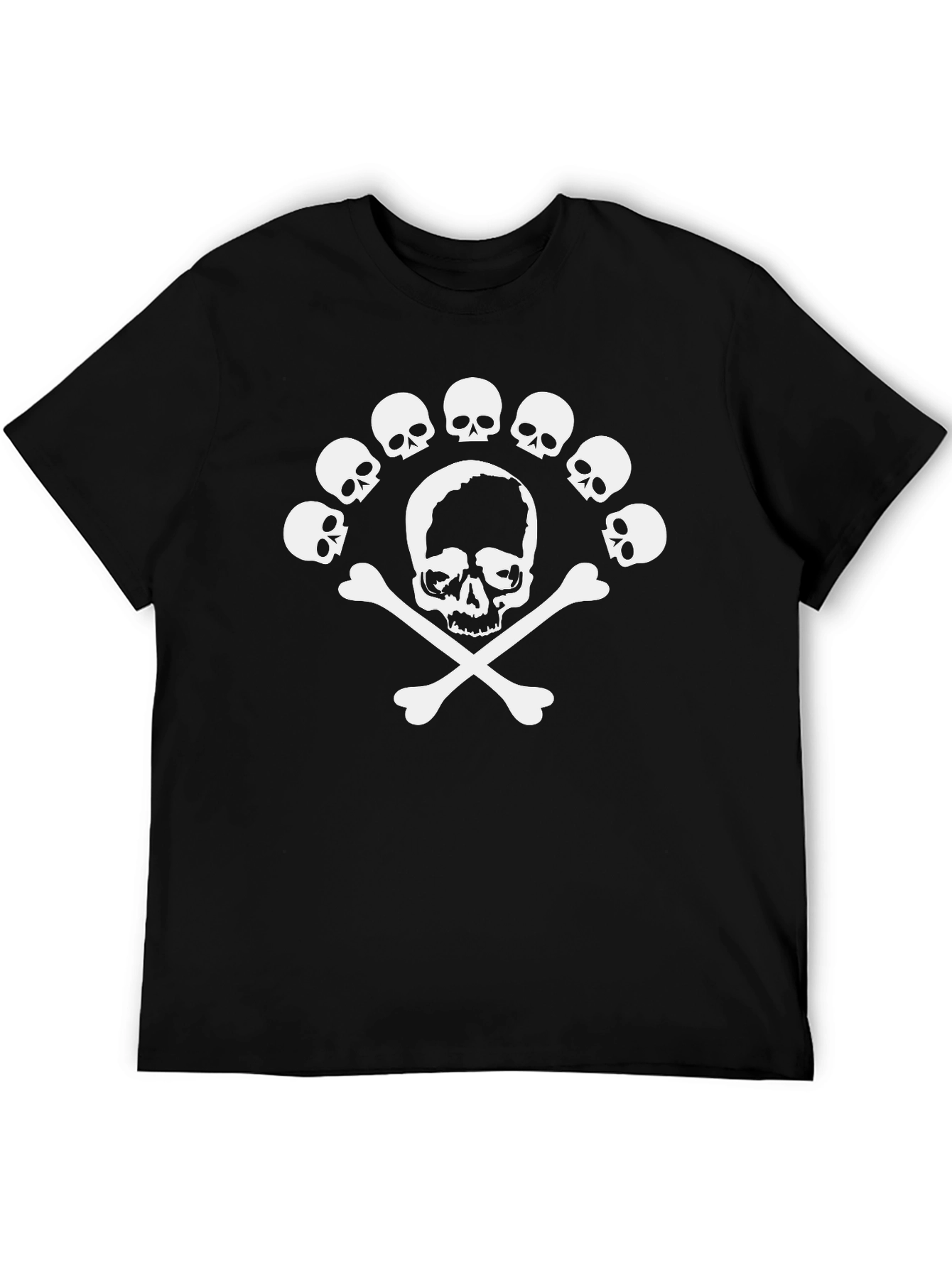 Skull & Crossbones Graphic Tee - Black Cotton T-Shirt