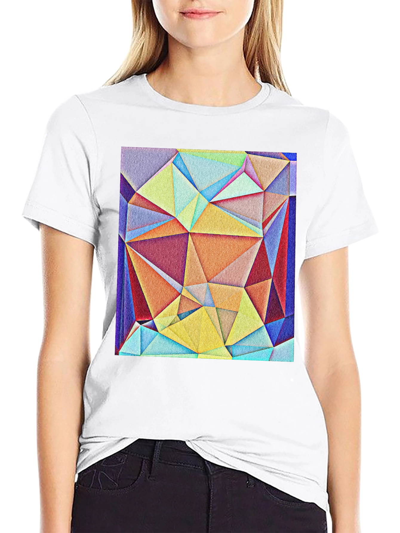 Geometric Triangle Art Tee - Modern Abstract Design