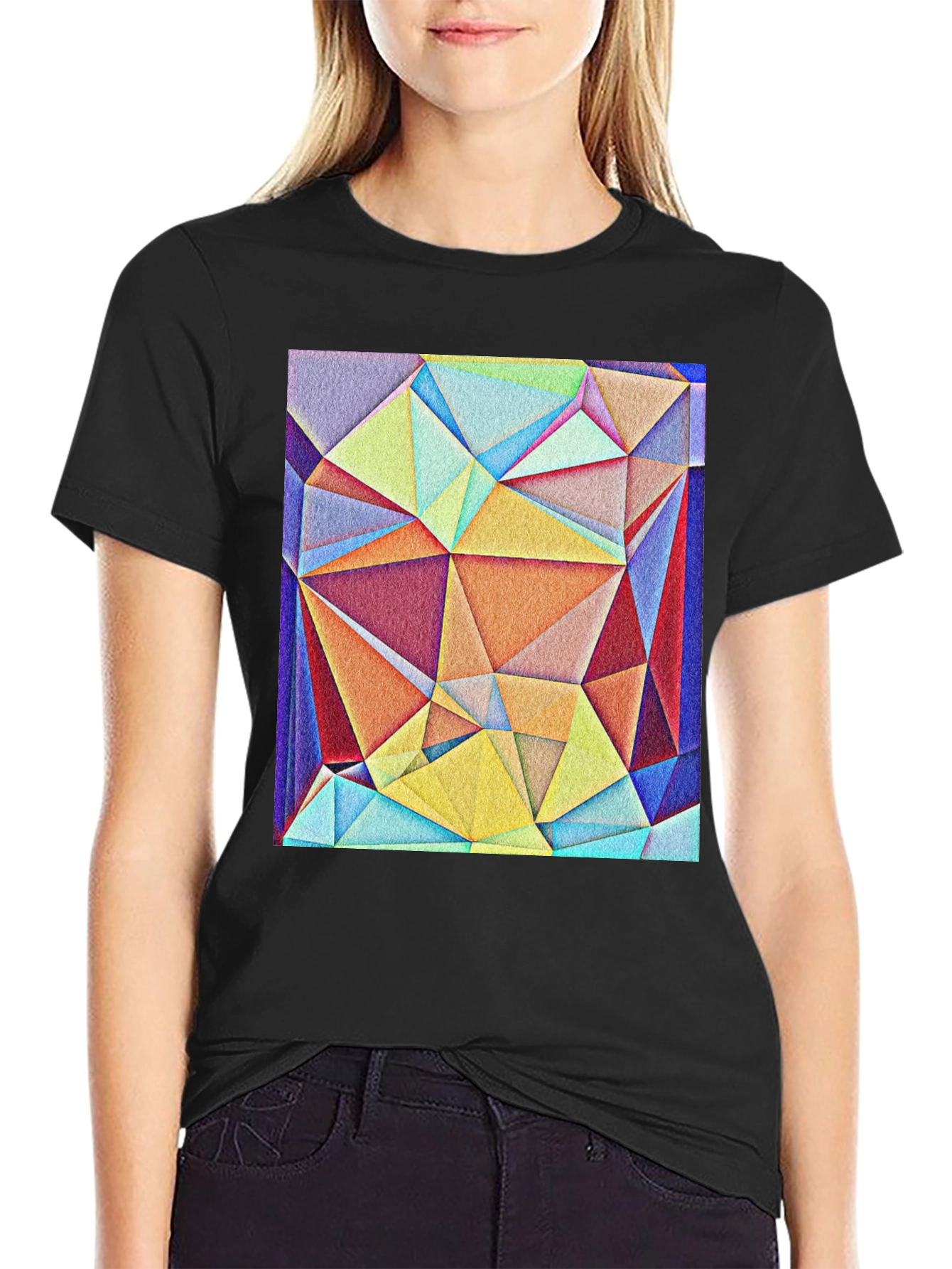 Geometric Triangle Art Tee - Modern Abstract Design