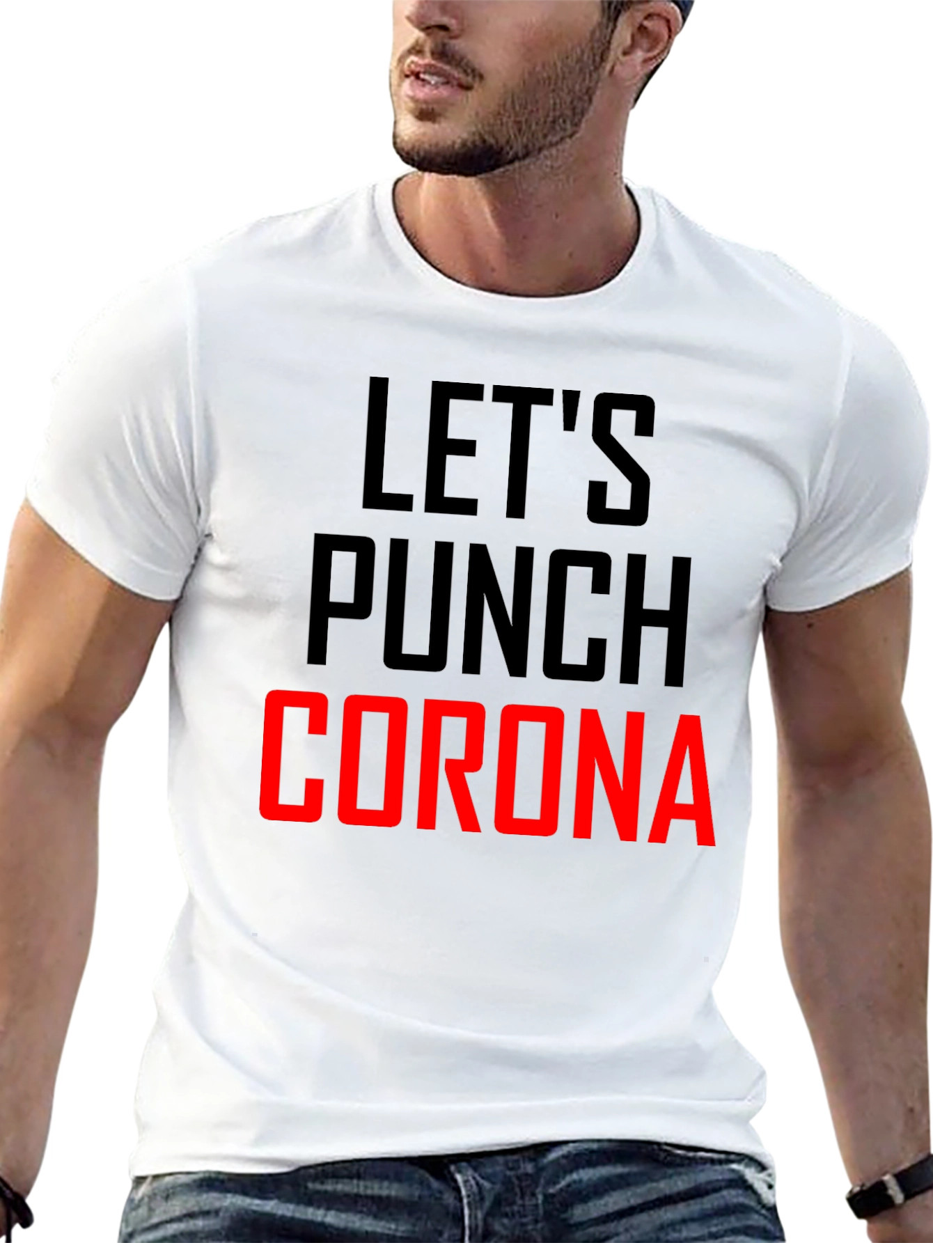 Lets Punch Corona Black Graphic T-Shirt