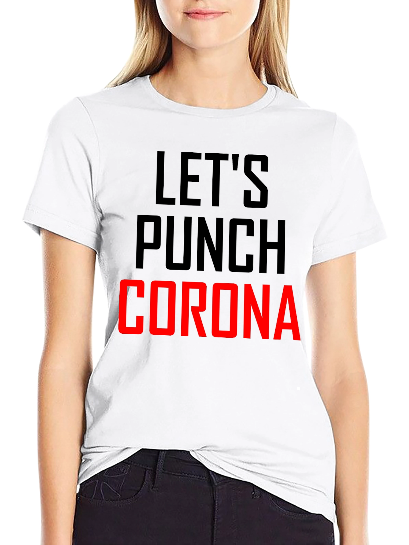 Lets Punch Corona Black Graphic T-Shirt