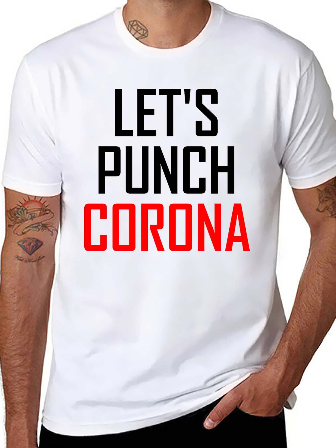 Lets Punch Corona Black Graphic T-Shirt