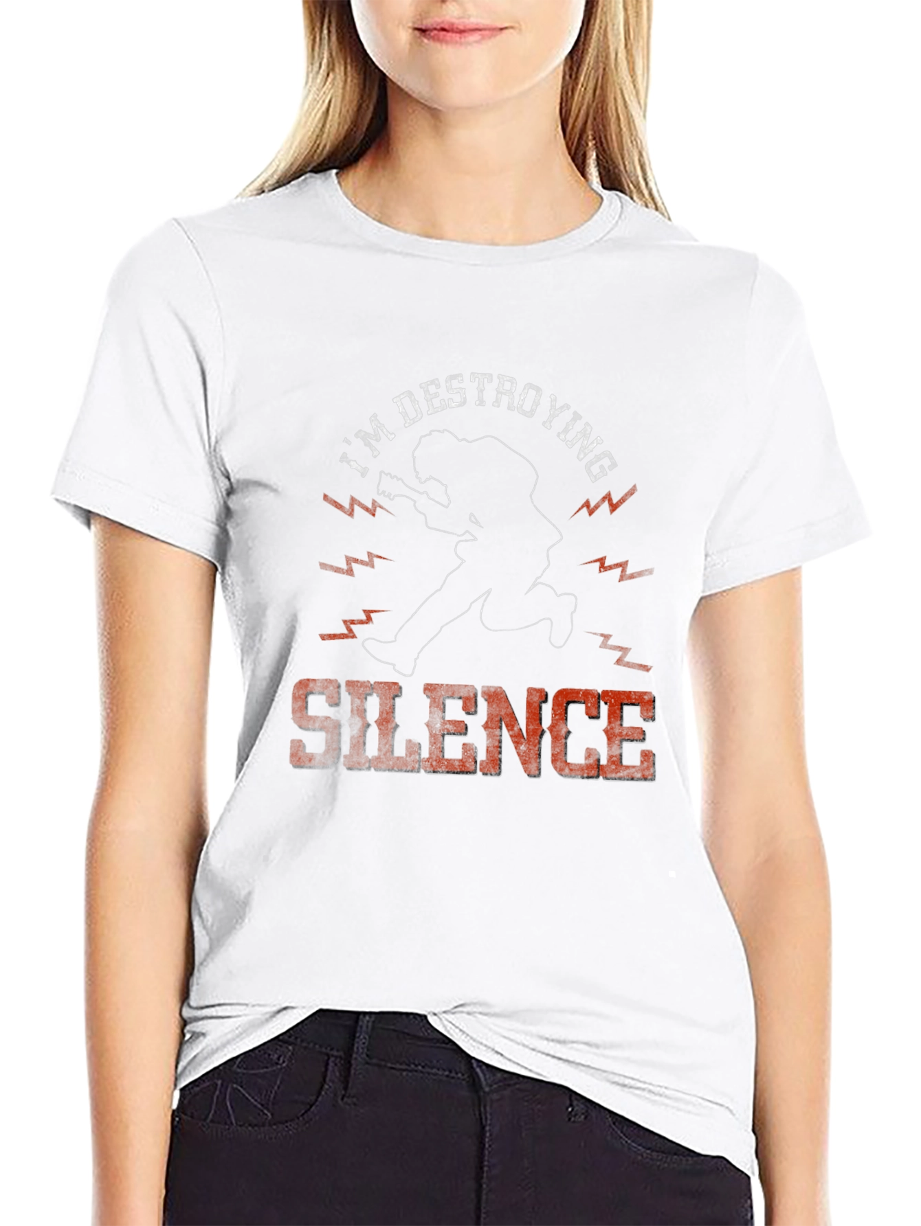 Im Destroying Silence Graphic Print Mens T-Shirt