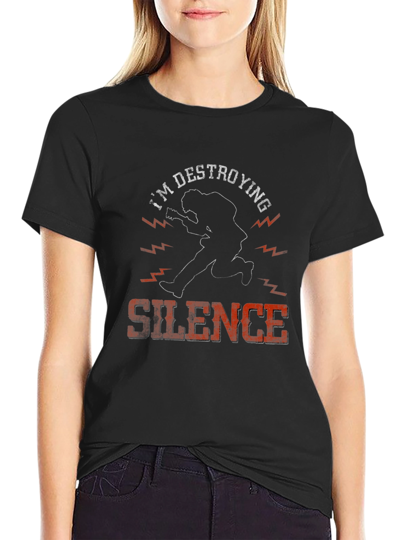 Im Destroying Silence Graphic Print Mens T-Shirt