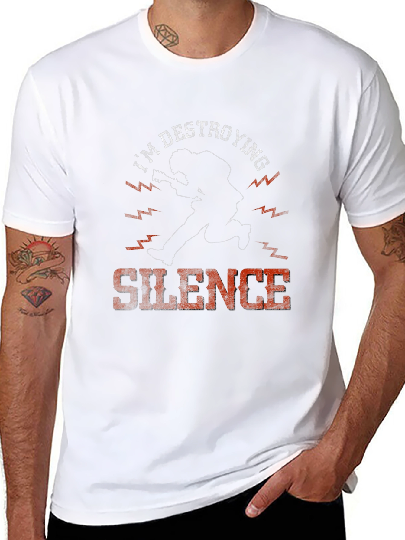 Im Destroying Silence Graphic Print Mens T-Shirt