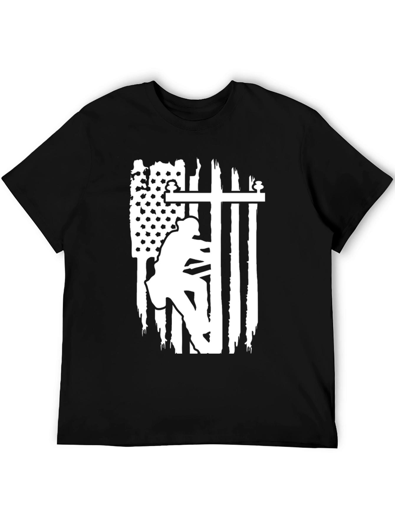 Lineman American Flag Graphic T-Shirt - Black