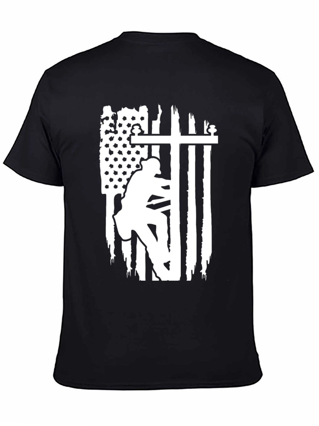 Lineman American Flag Graphic T-Shirt - Black