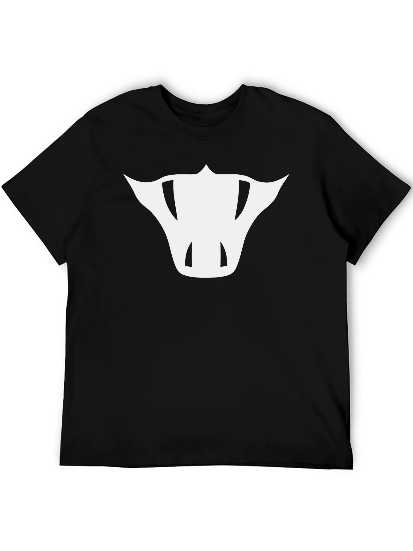 Mens Black T-Shirt with Abstract White Bull Design