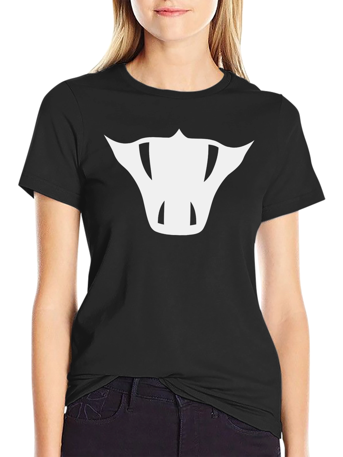 Mens Black T-Shirt with Abstract White Bull Design