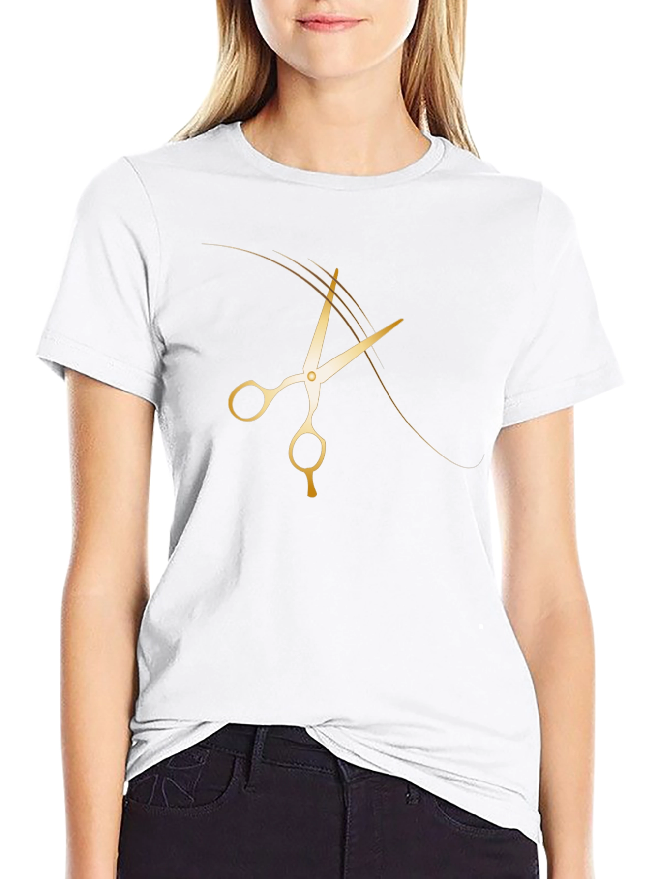 Gold Scissor Graphic T-Shirt Barber Style