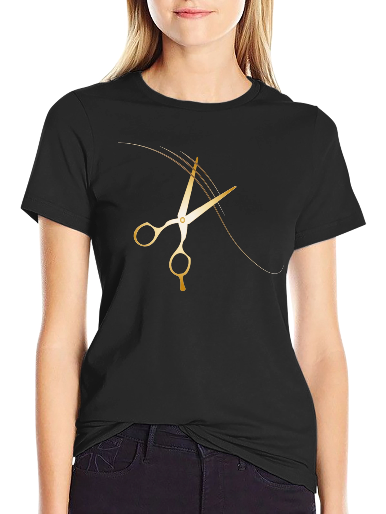 Gold Scissor Graphic T-Shirt Barber Style