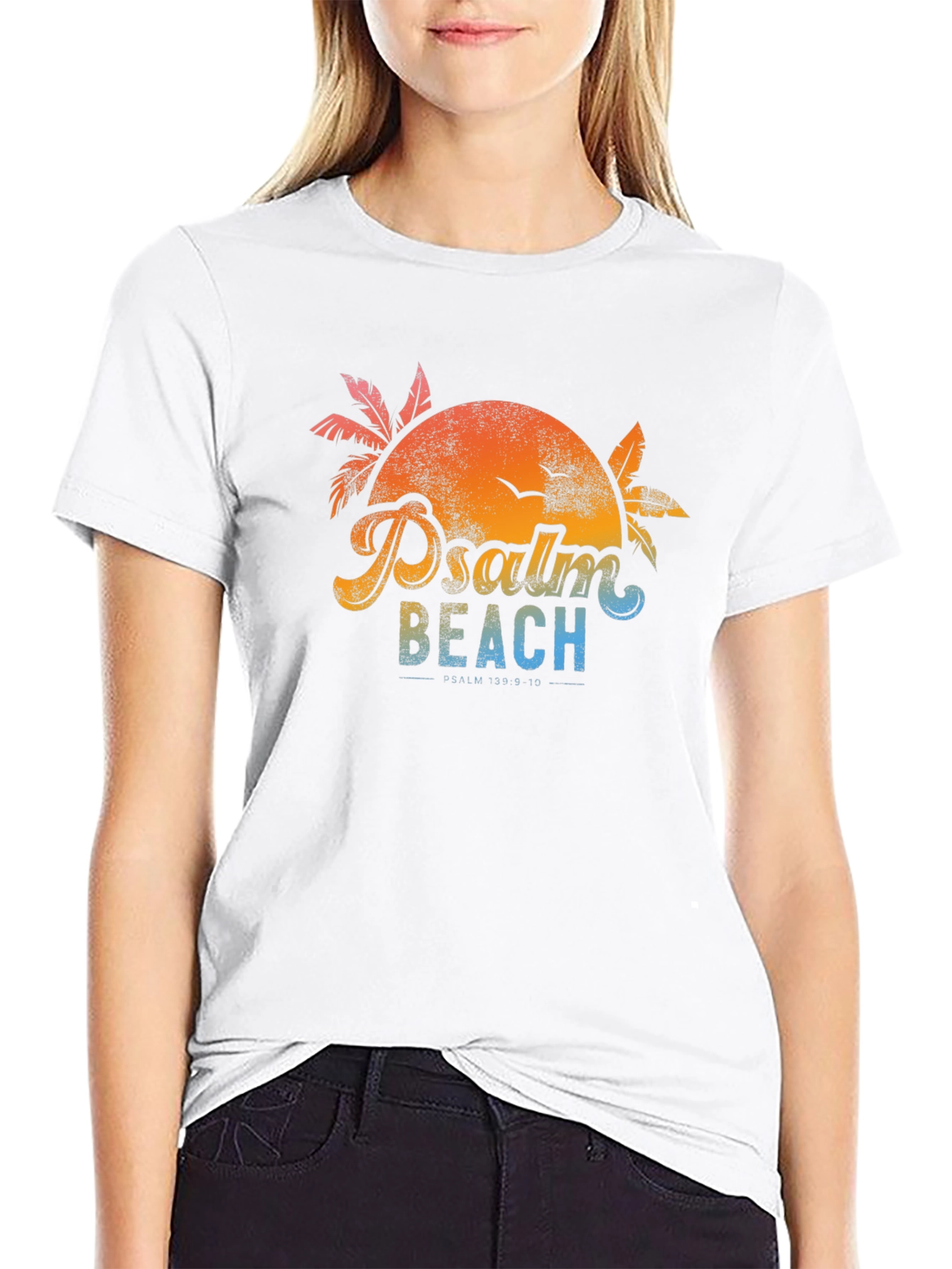 Psalm Beach T-Shirt - Retro Sunset Design