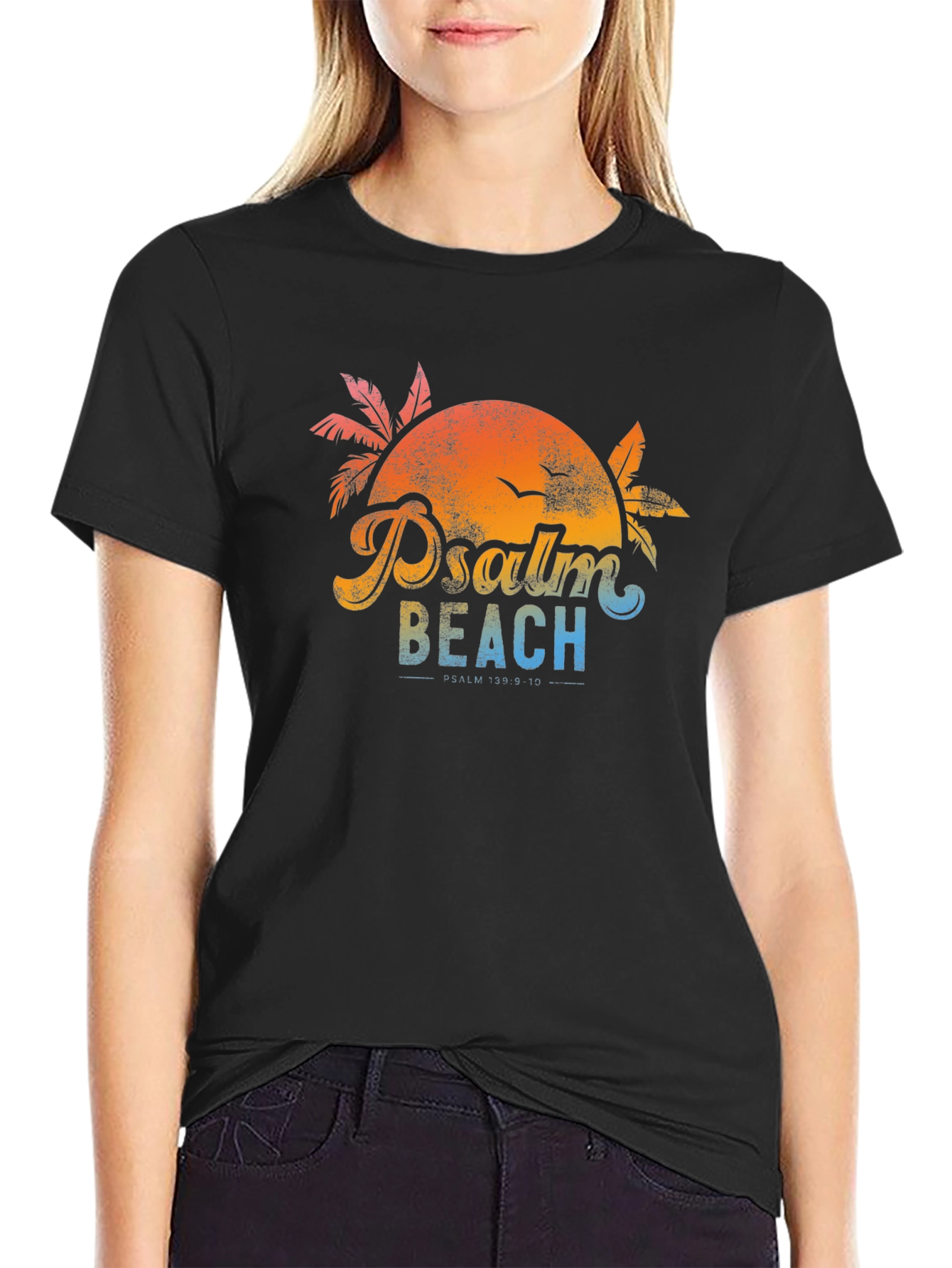 Psalm Beach T-Shirt - Retro Sunset Design