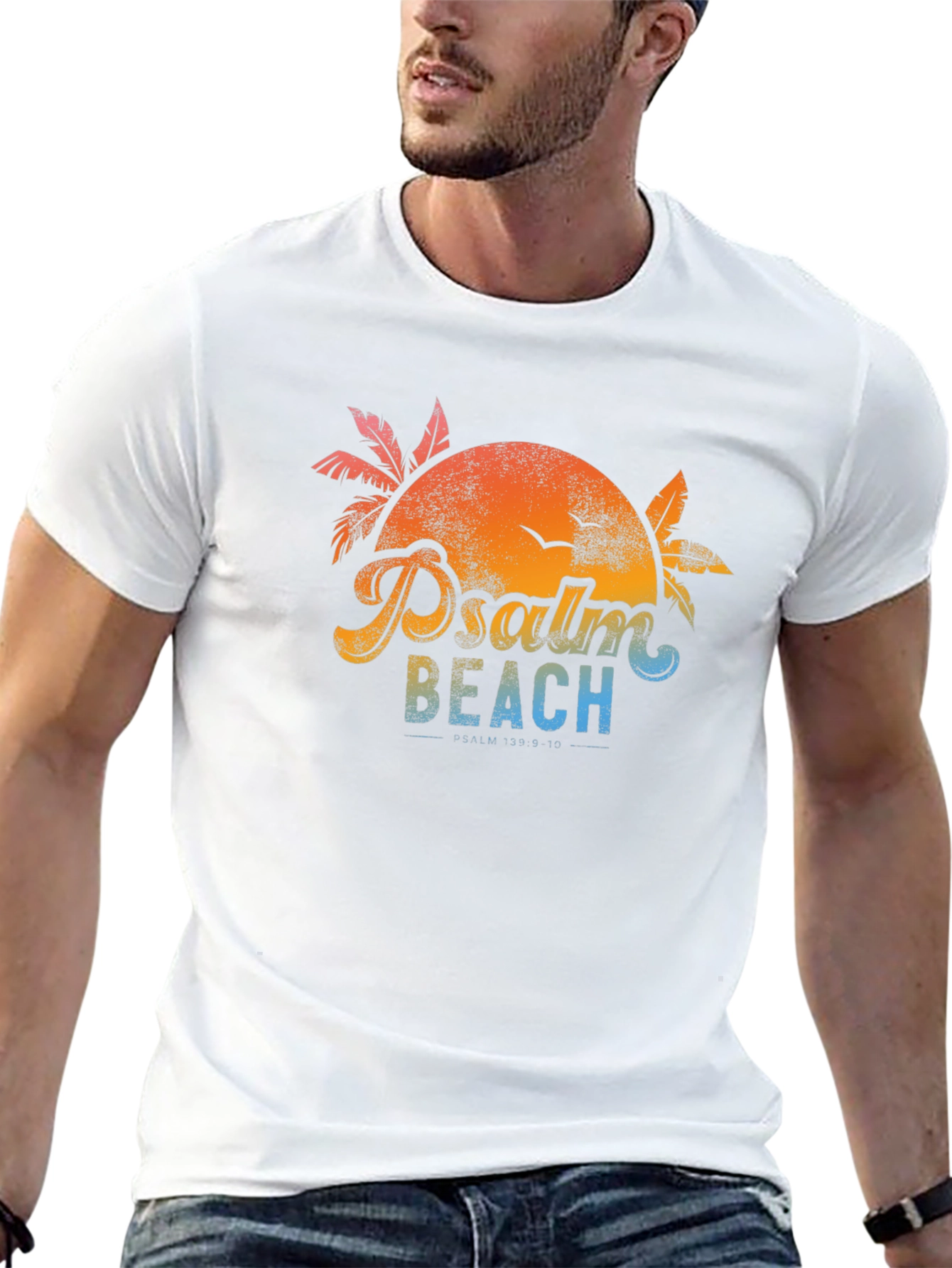 Psalm Beach T-Shirt - Retro Sunset Design