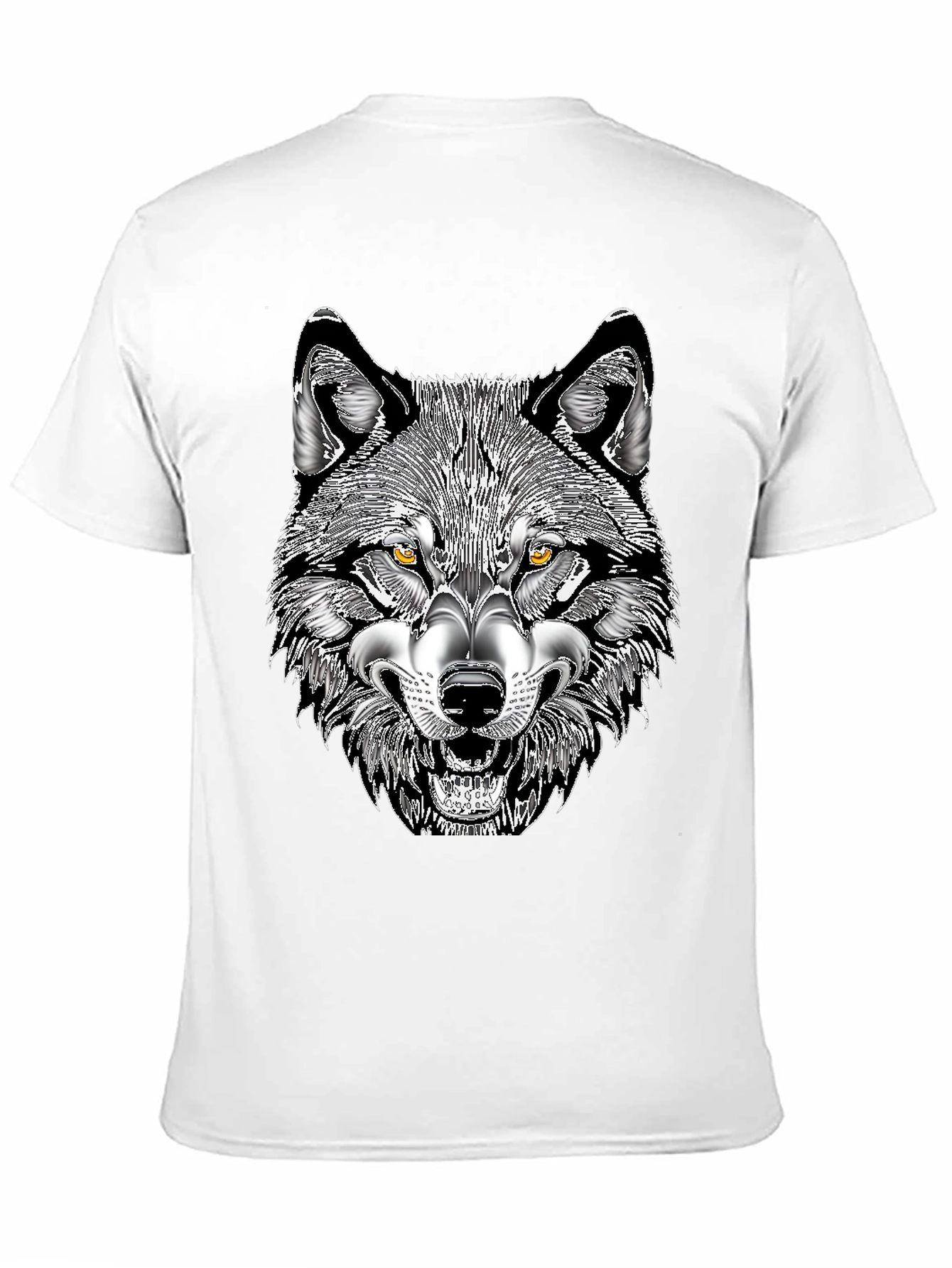 Mens Black T-Shirt with Wolf Graphic Print