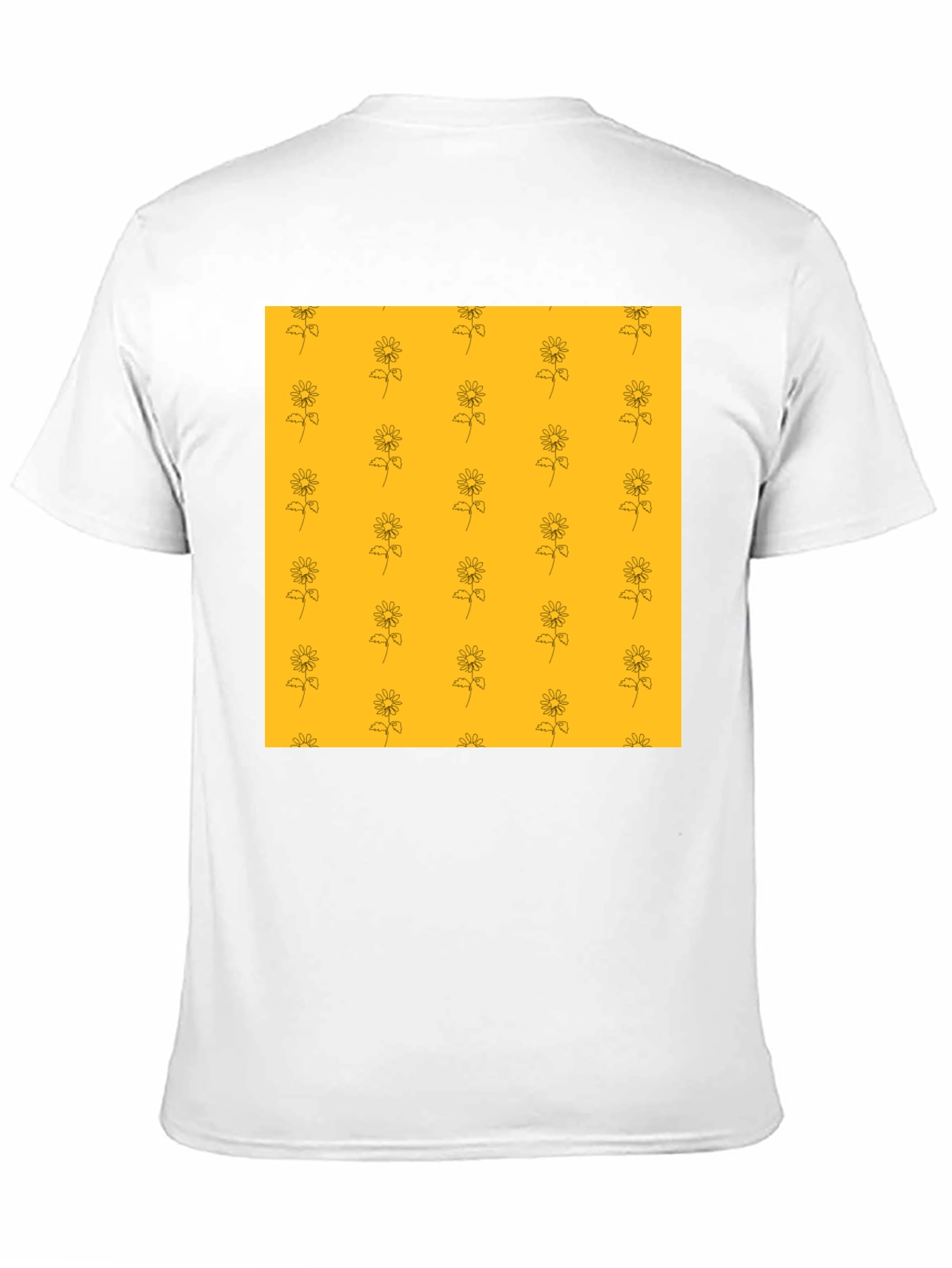 Sunflower Pattern Black T-Shirt