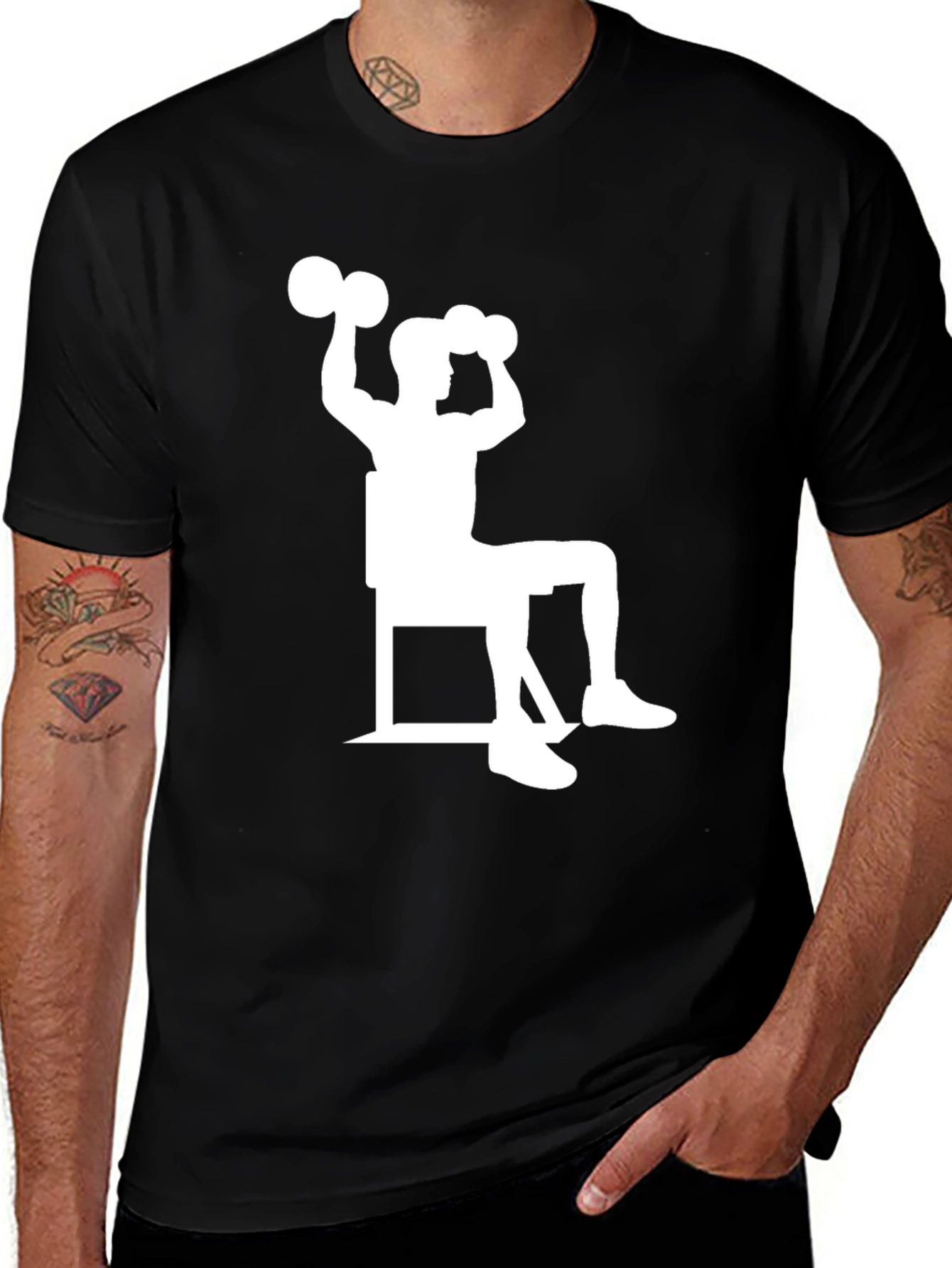 Workout Time! Black T-Shirt with Weightlifting Design