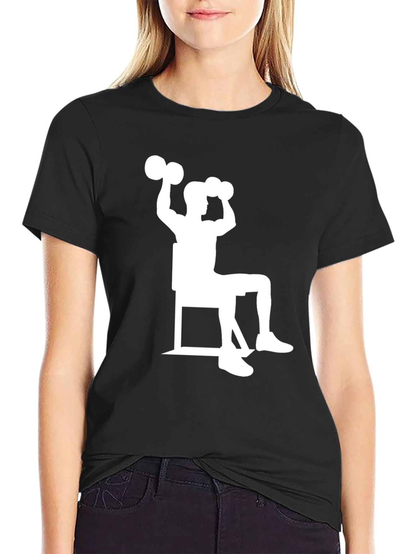 Workout Time! Black T-Shirt with Weightlifting Design