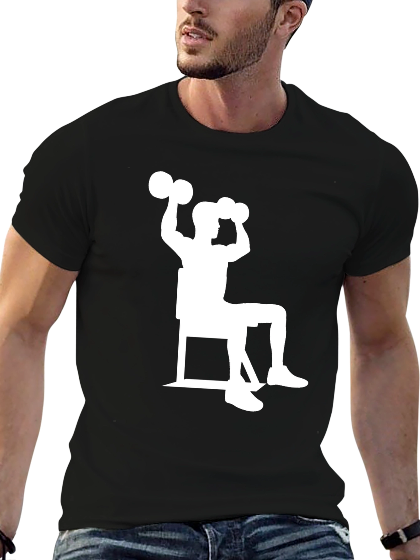 Workout Time! Black T-Shirt with Weightlifting Design