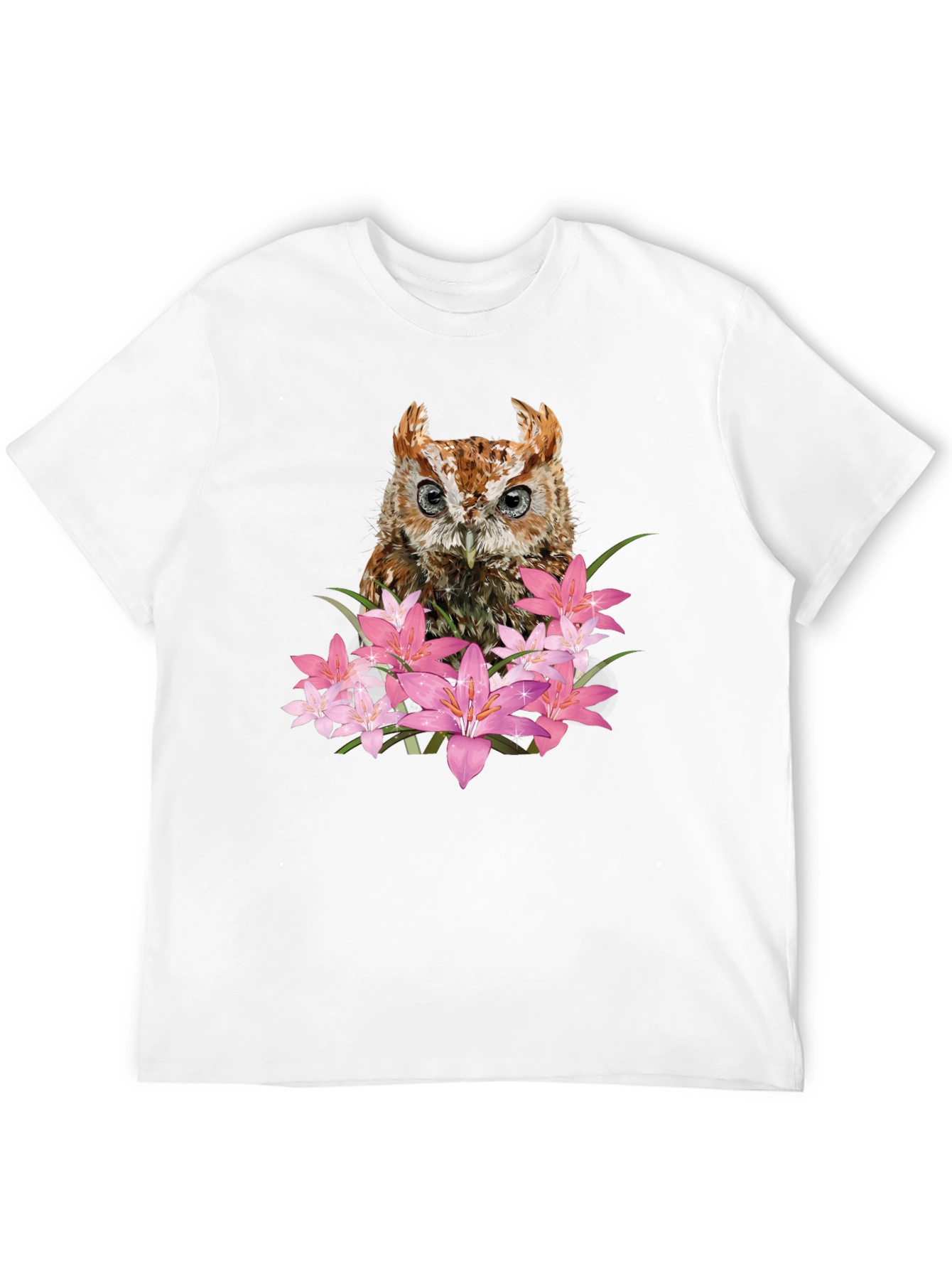 Owl & Floral Graphic Black T-Shirt