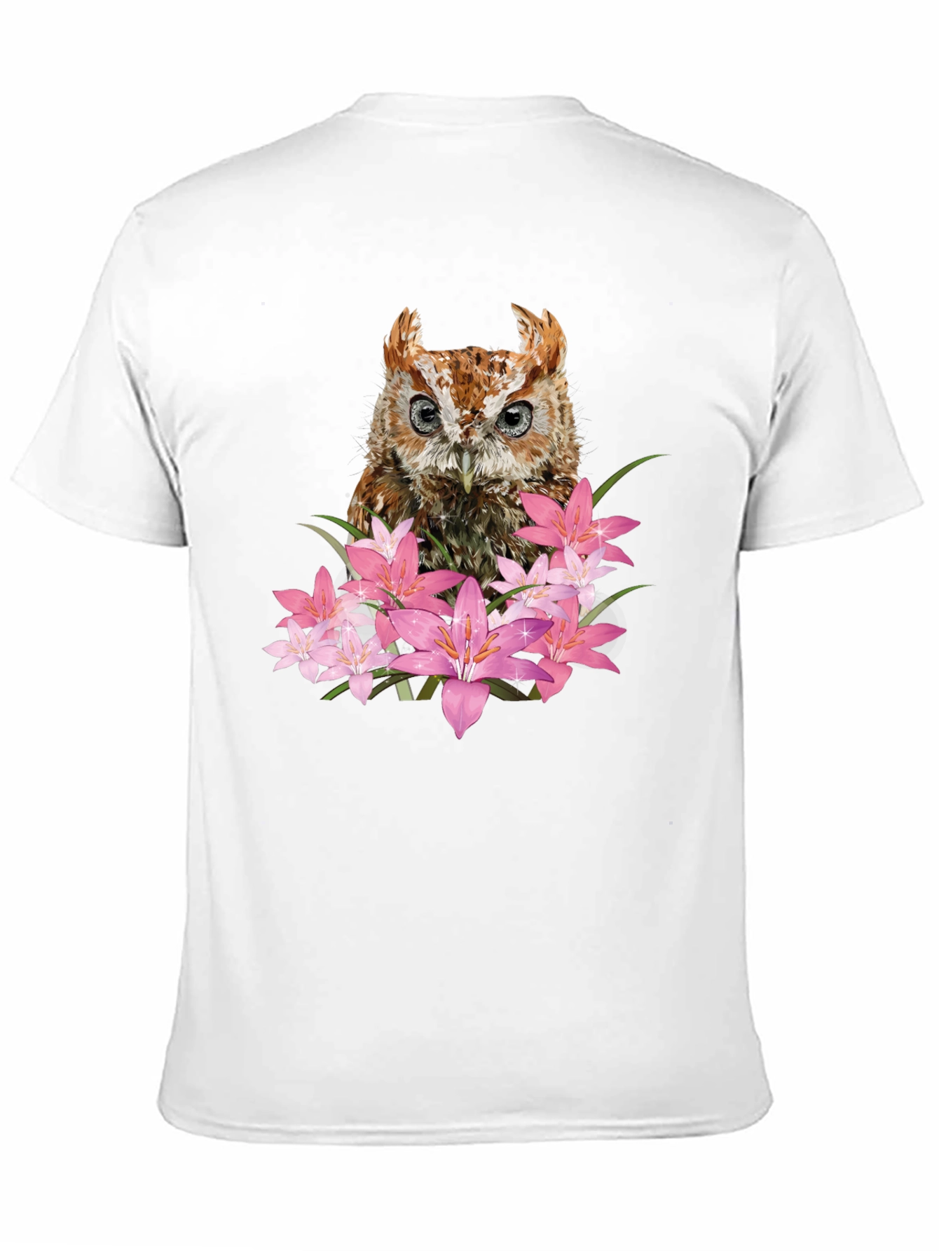Owl & Floral Graphic Black T-Shirt