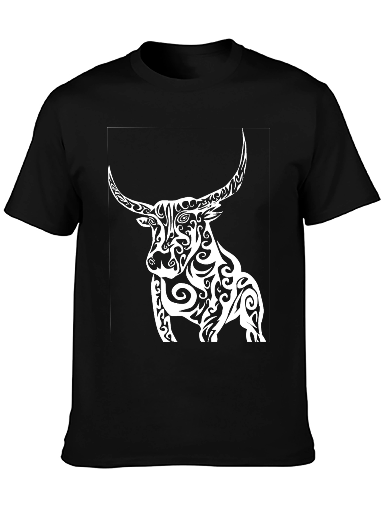 Tribal Bull Graphic Black T-Shirt