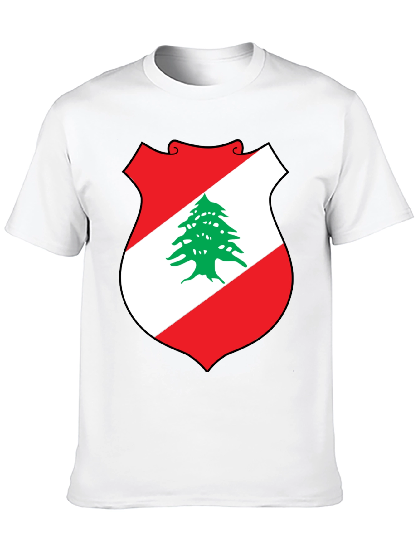 Lebanon Flag Shield Graphic T-Shirt - Black