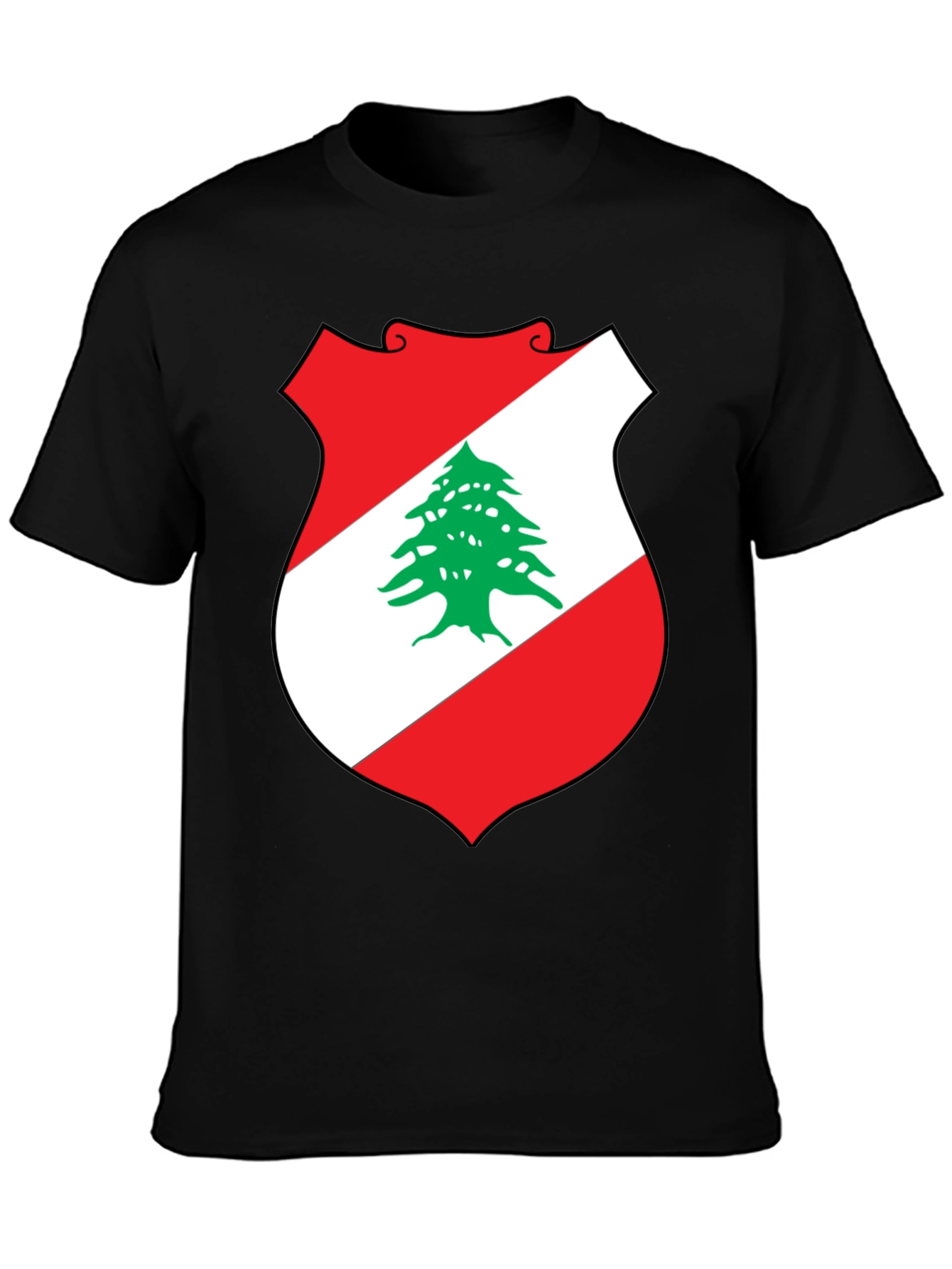 Lebanon Flag Shield Graphic T-Shirt - Black