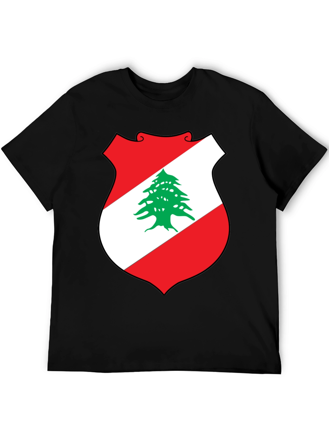 Lebanon Flag Shield Graphic T-Shirt - Black
