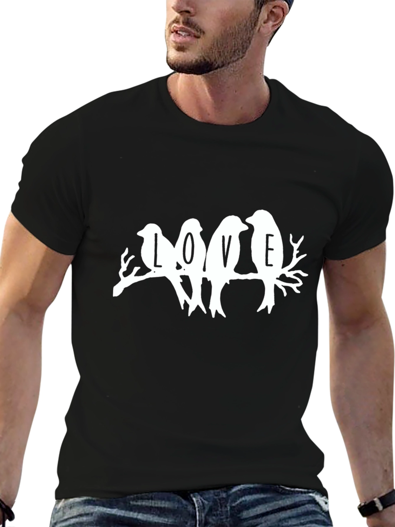 Love Birds Graphic Tee - Soft Cotton Black T-Shirt