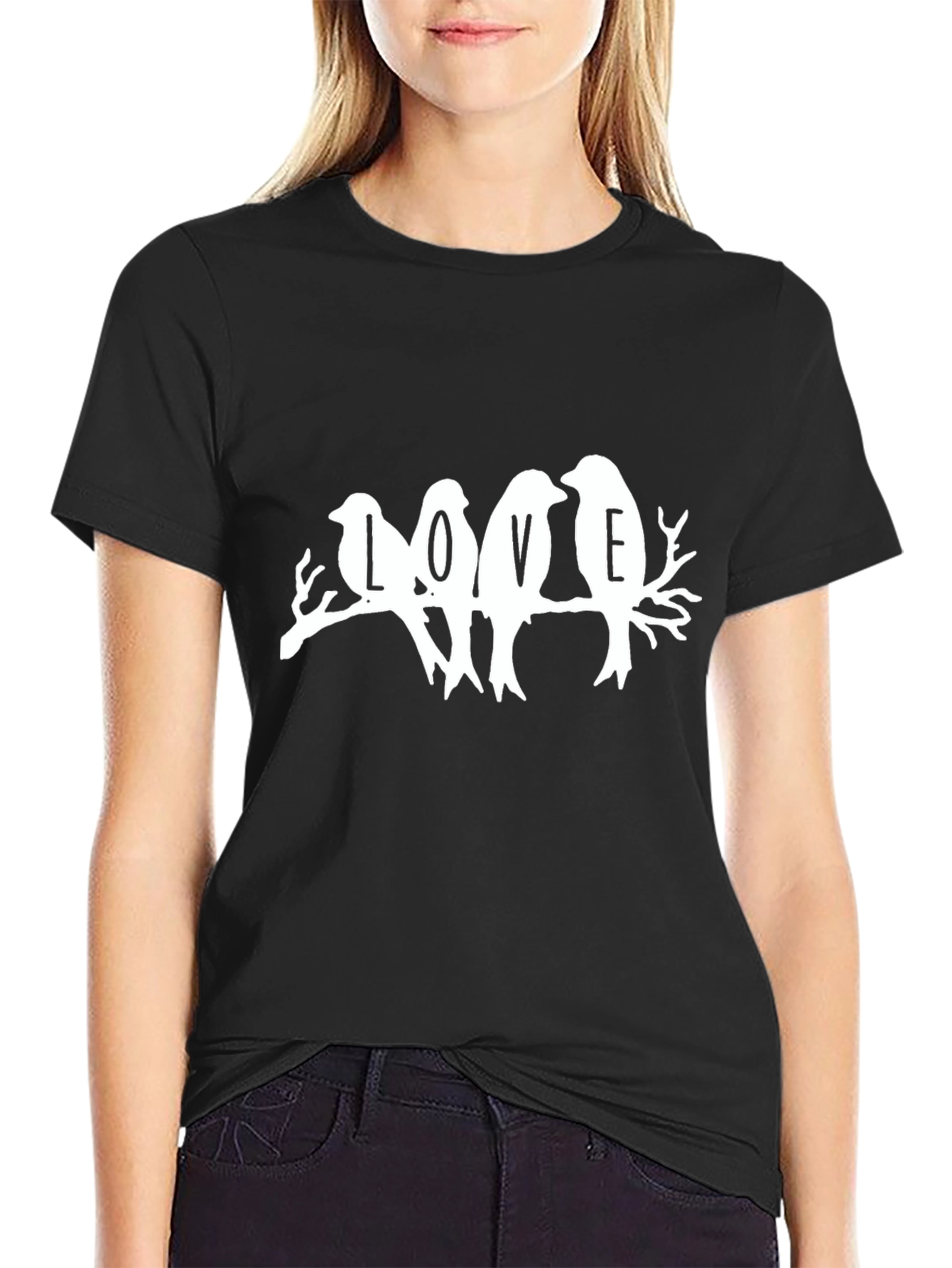 Love Birds Graphic Tee - Soft Cotton Black T-Shirt