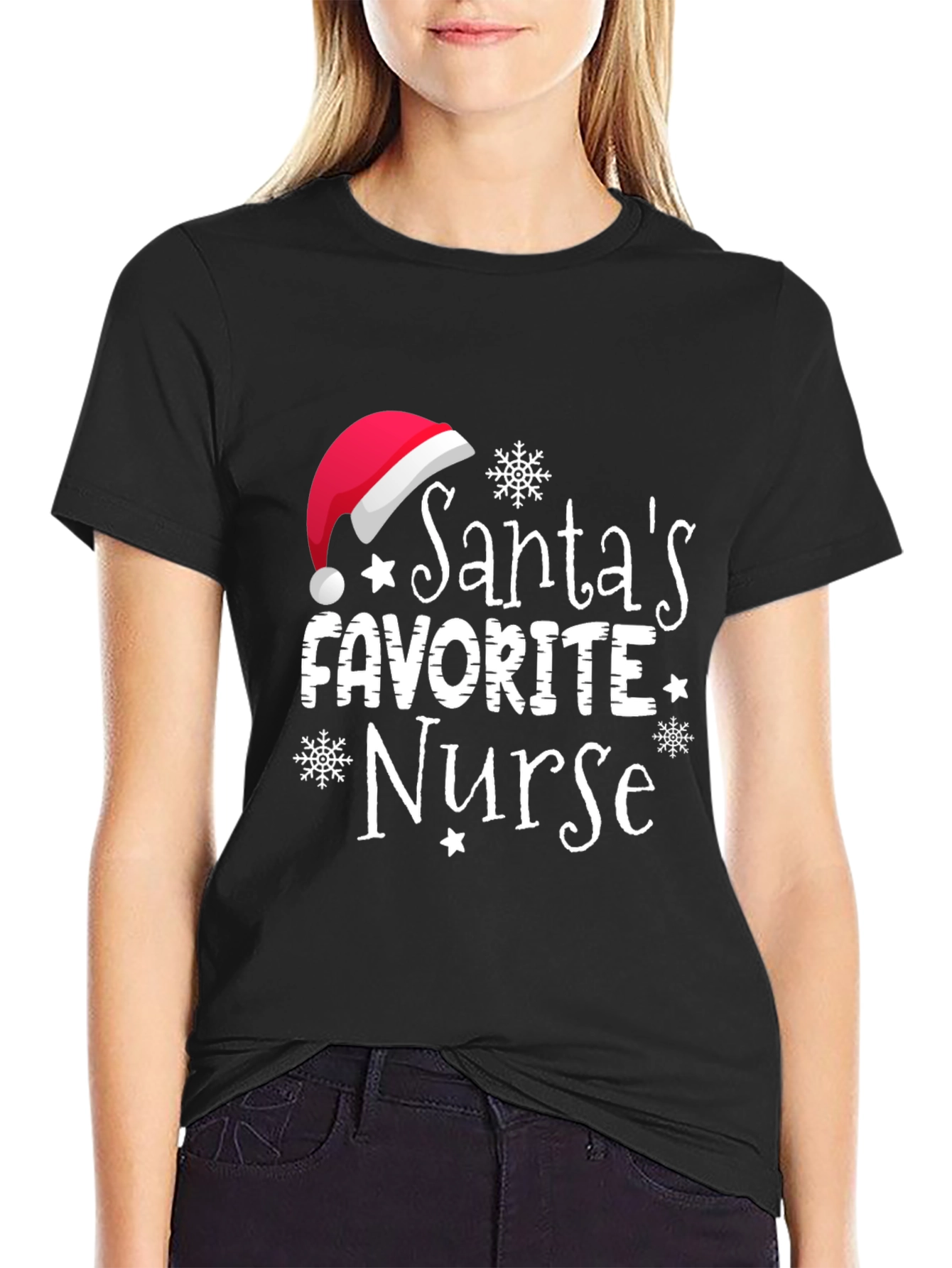 Santas Favorite Nurse Holiday T-Shirt