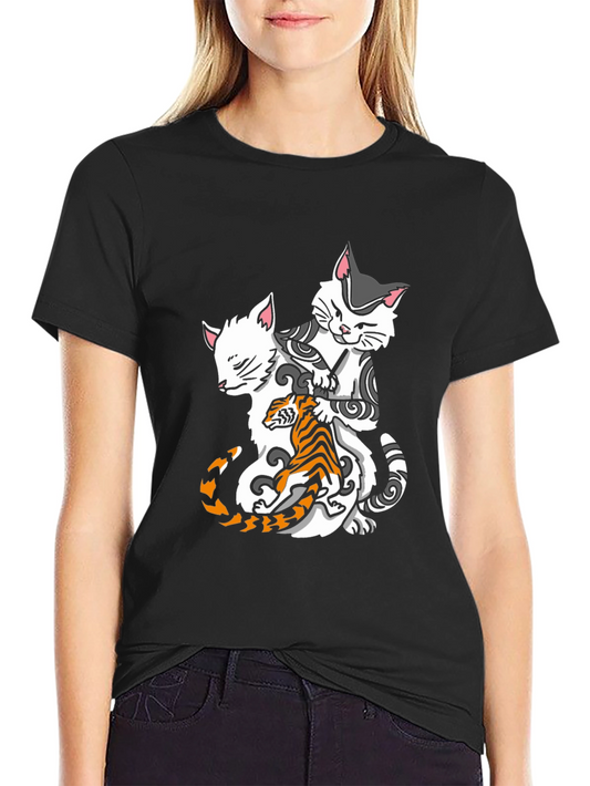 Cats & Tiger Graphic Tee - Cool Style