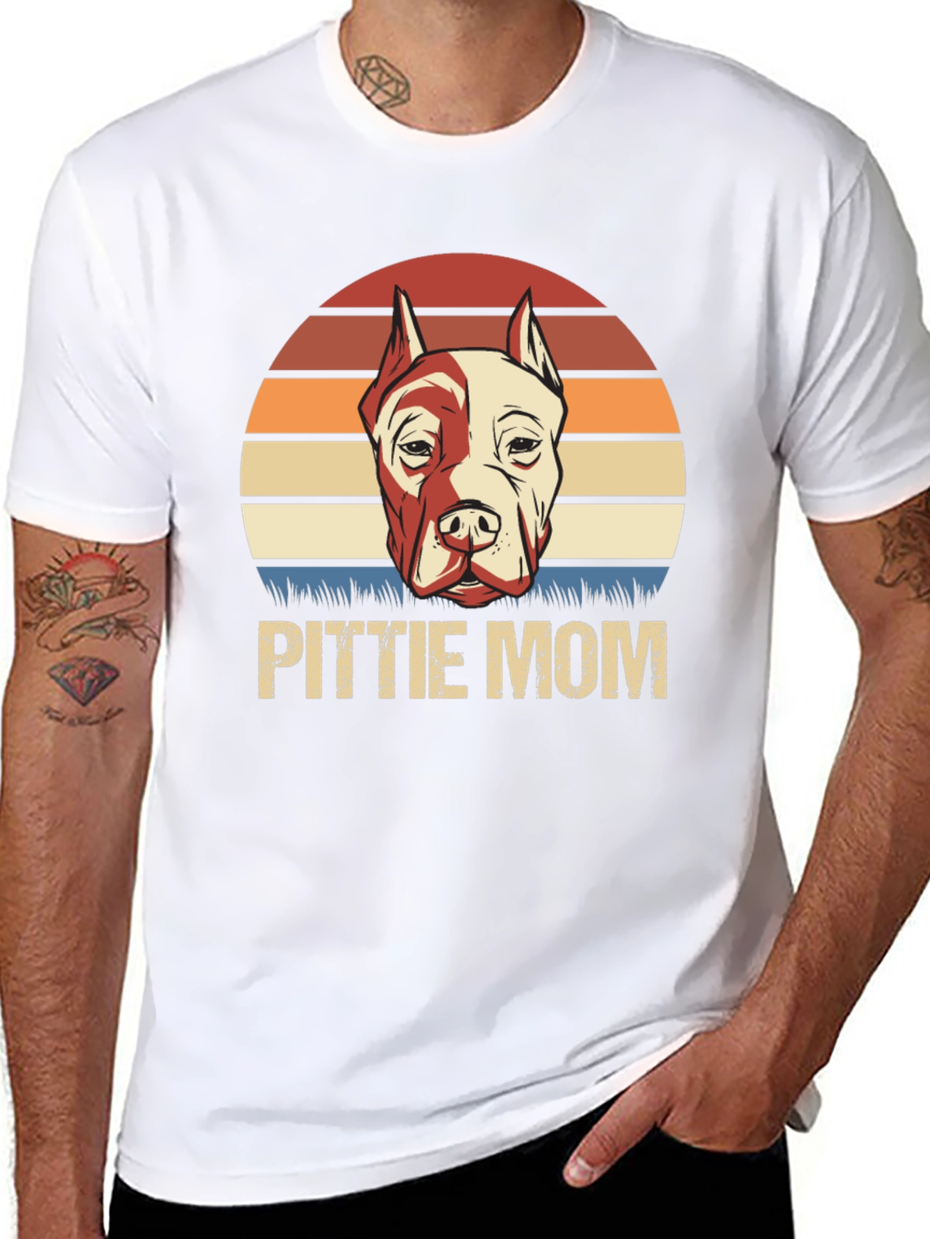 Pittie Mom Retro Dog Lover T-Shirt