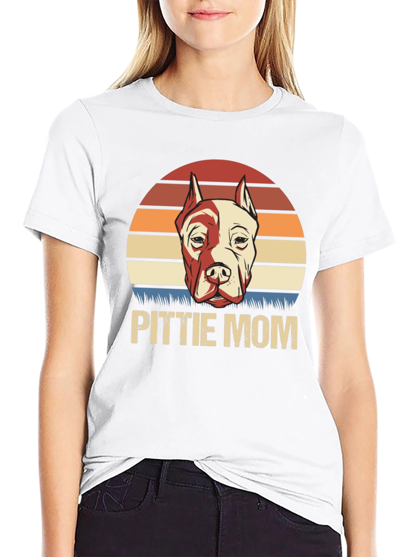 Pittie Mom Retro Dog Lover T-Shirt