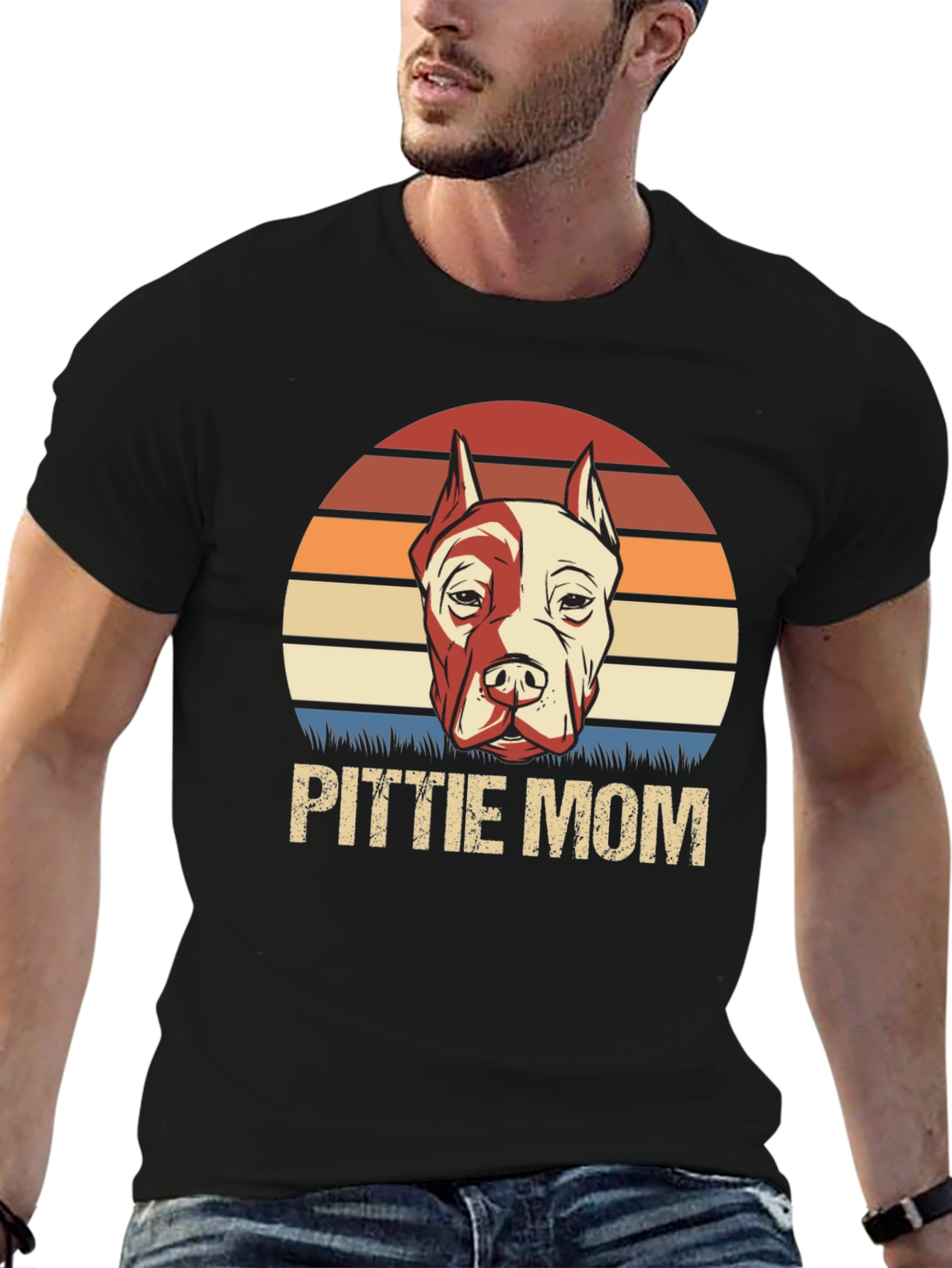 Pittie Mom Retro Dog Lover T-Shirt