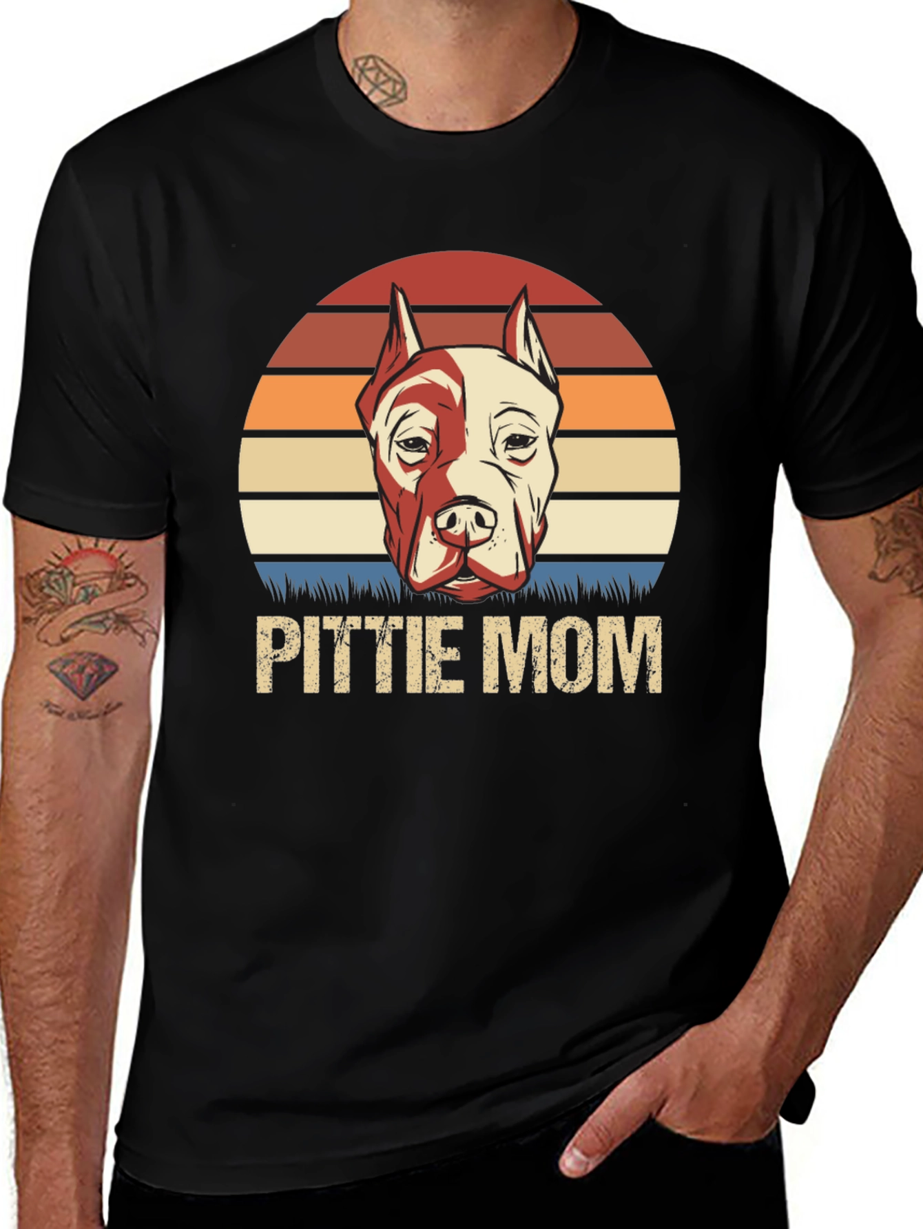 Pittie Mom Retro Dog Lover T-Shirt