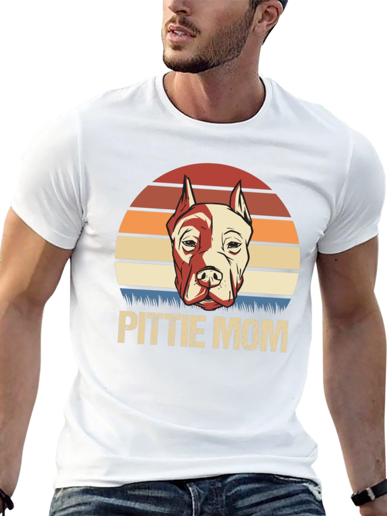 Pittie Mom Retro Dog Lover T-Shirt
