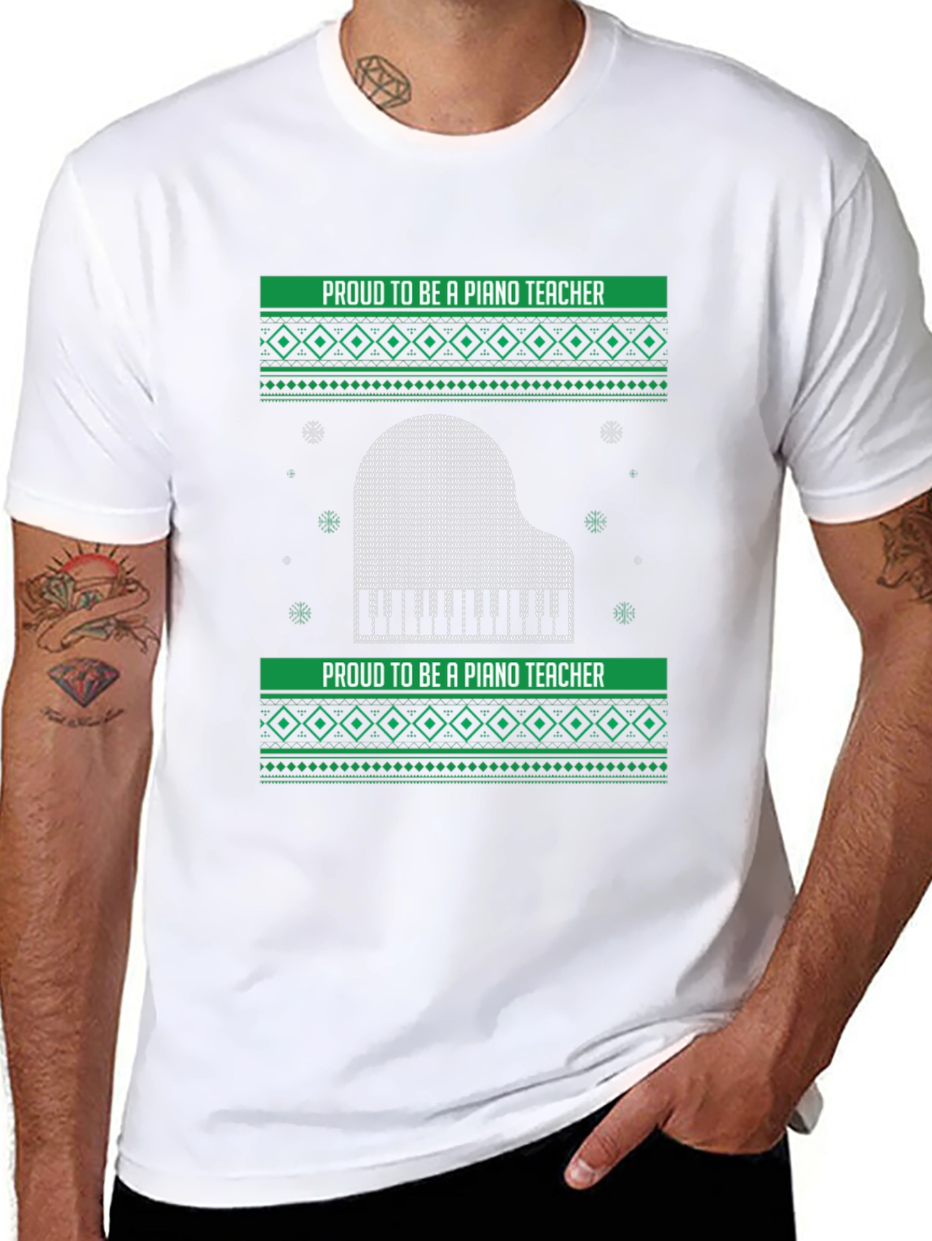 Proud Piano Teacher Ugly Christmas Sweater T-Shirt