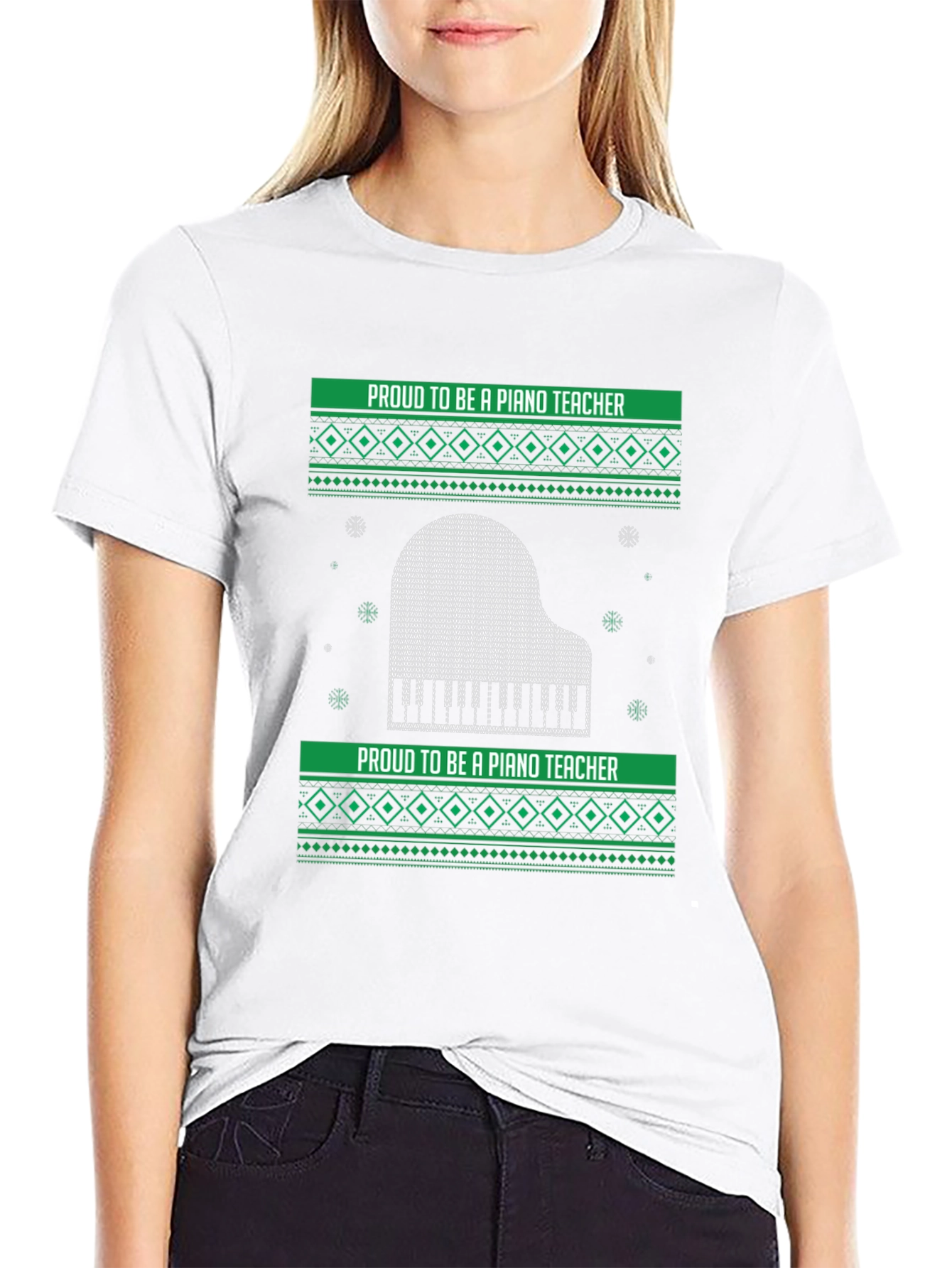 Proud Piano Teacher Ugly Christmas Sweater T-Shirt