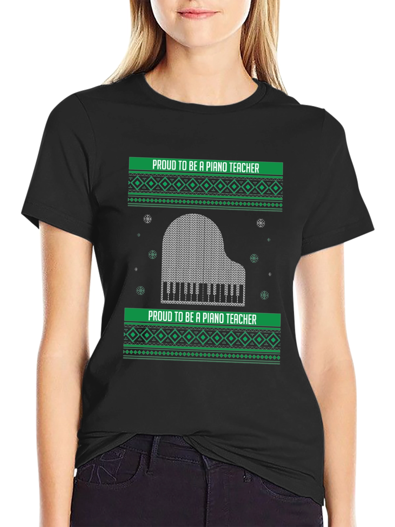 Proud Piano Teacher Ugly Christmas Sweater T-Shirt