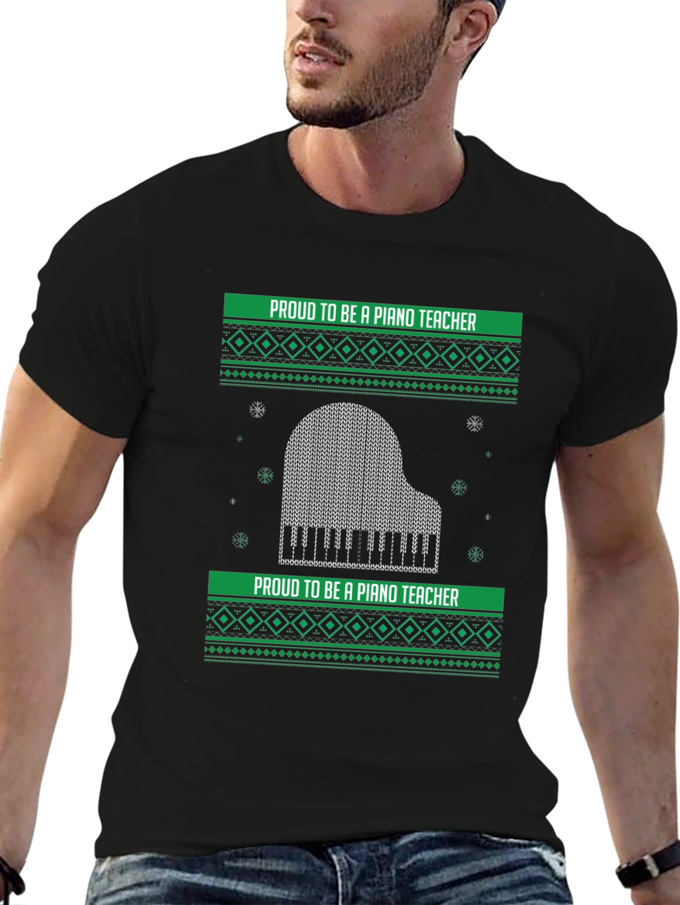 Proud Piano Teacher Ugly Christmas Sweater T-Shirt