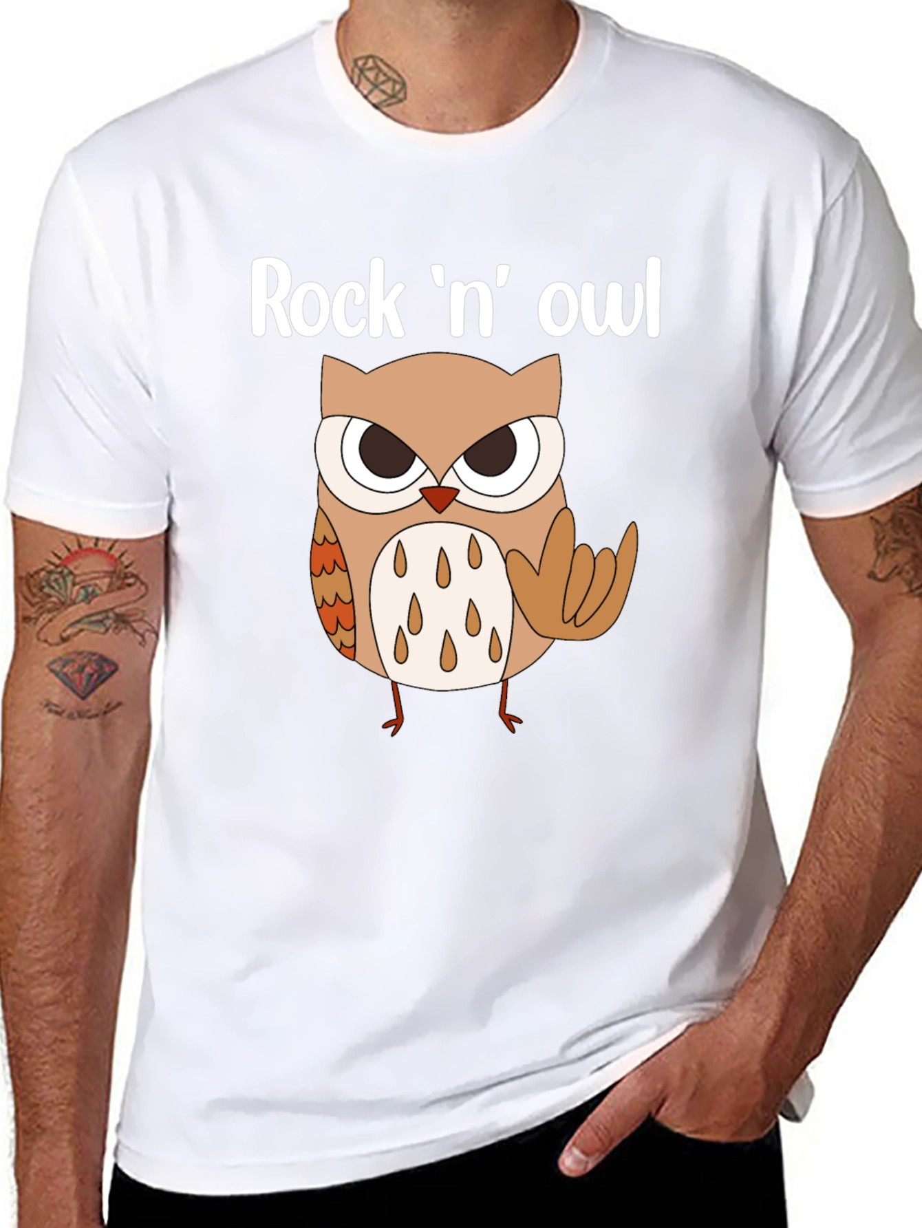 Rock n Owl Graphic Tee - Mens Black T-Shirt