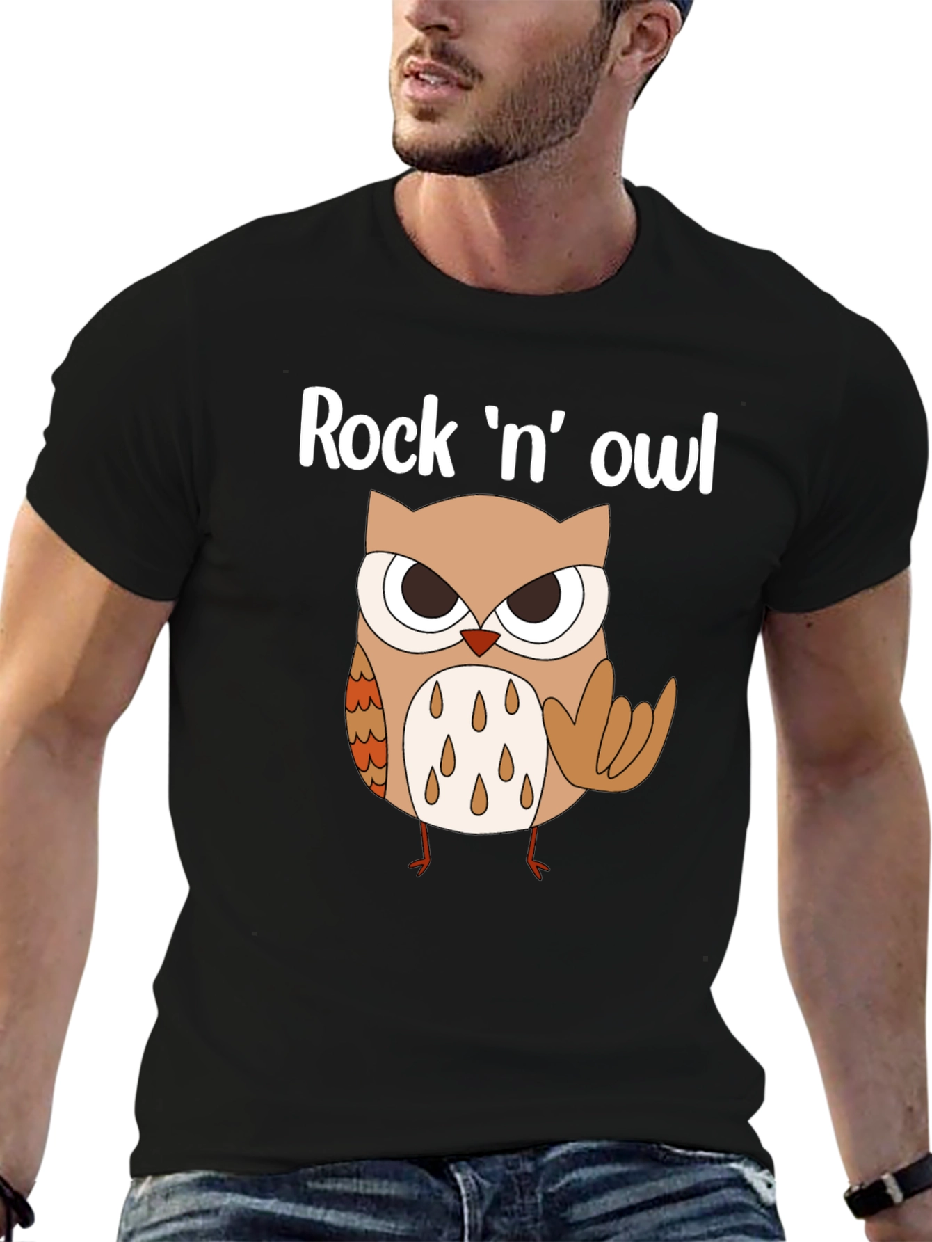 Rock n Owl Graphic Tee - Mens Black T-Shirt