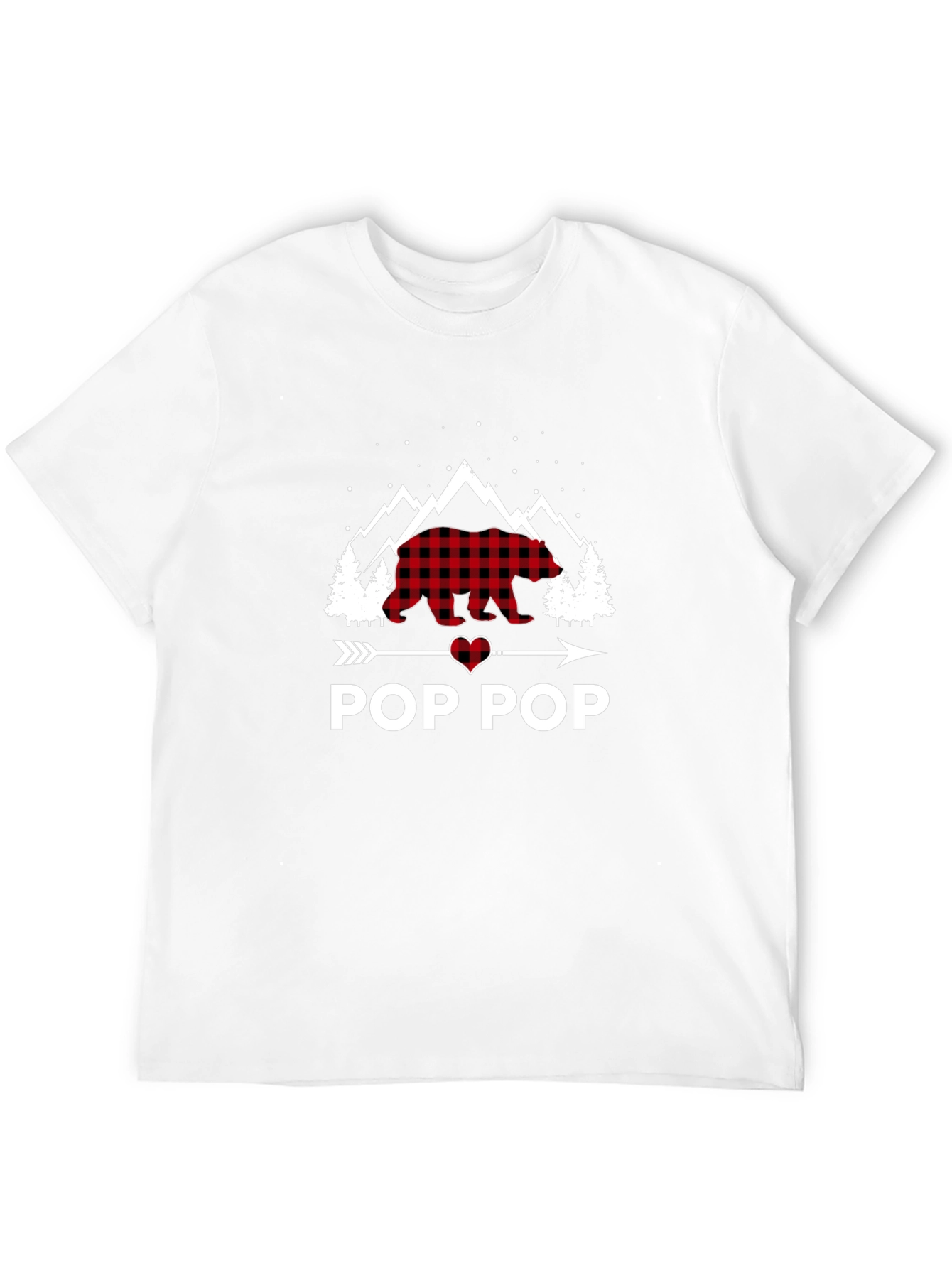 Pop Pop Plaid Bear Graphic T-Shirt